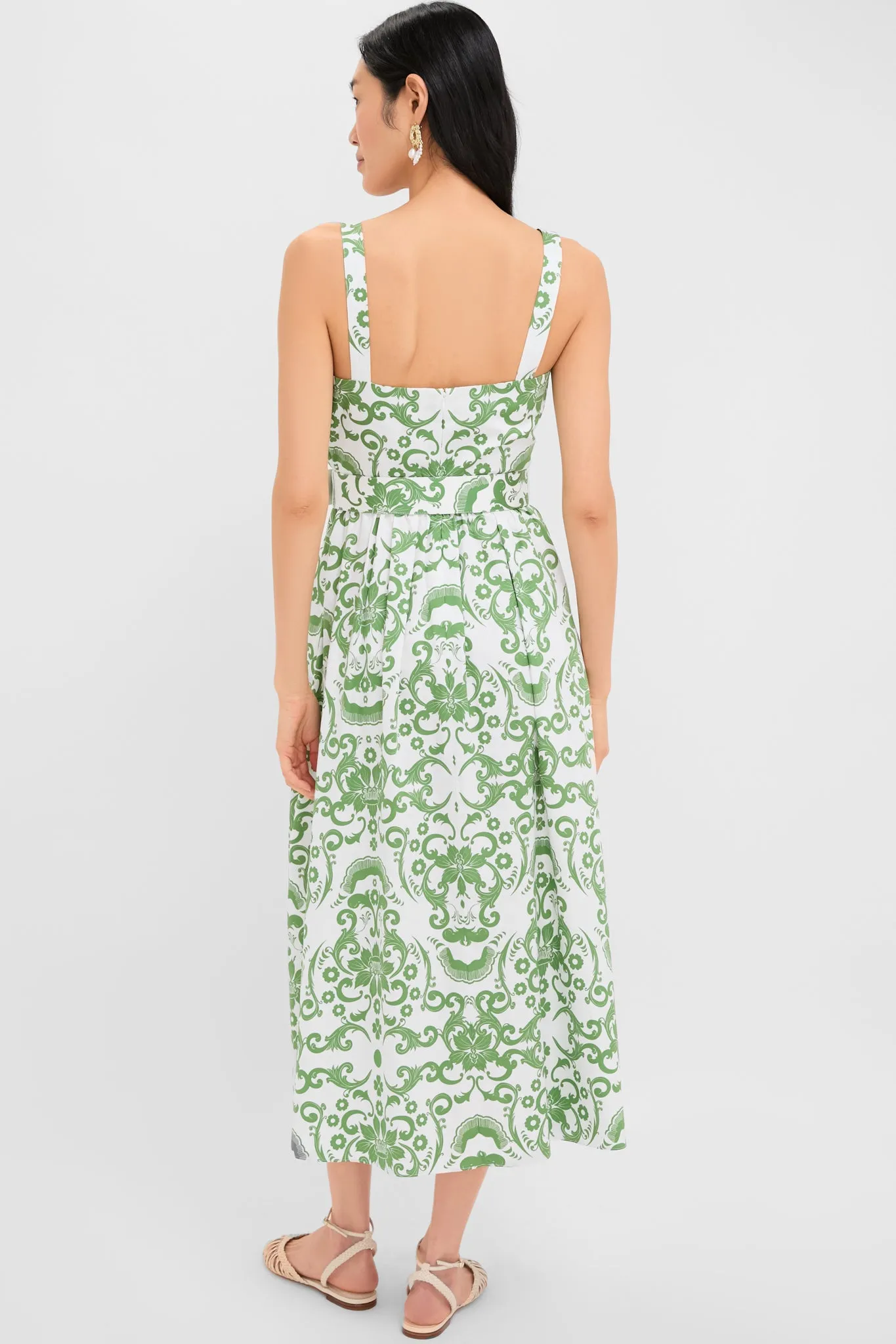 Exclusive White and Green Ninet Dress