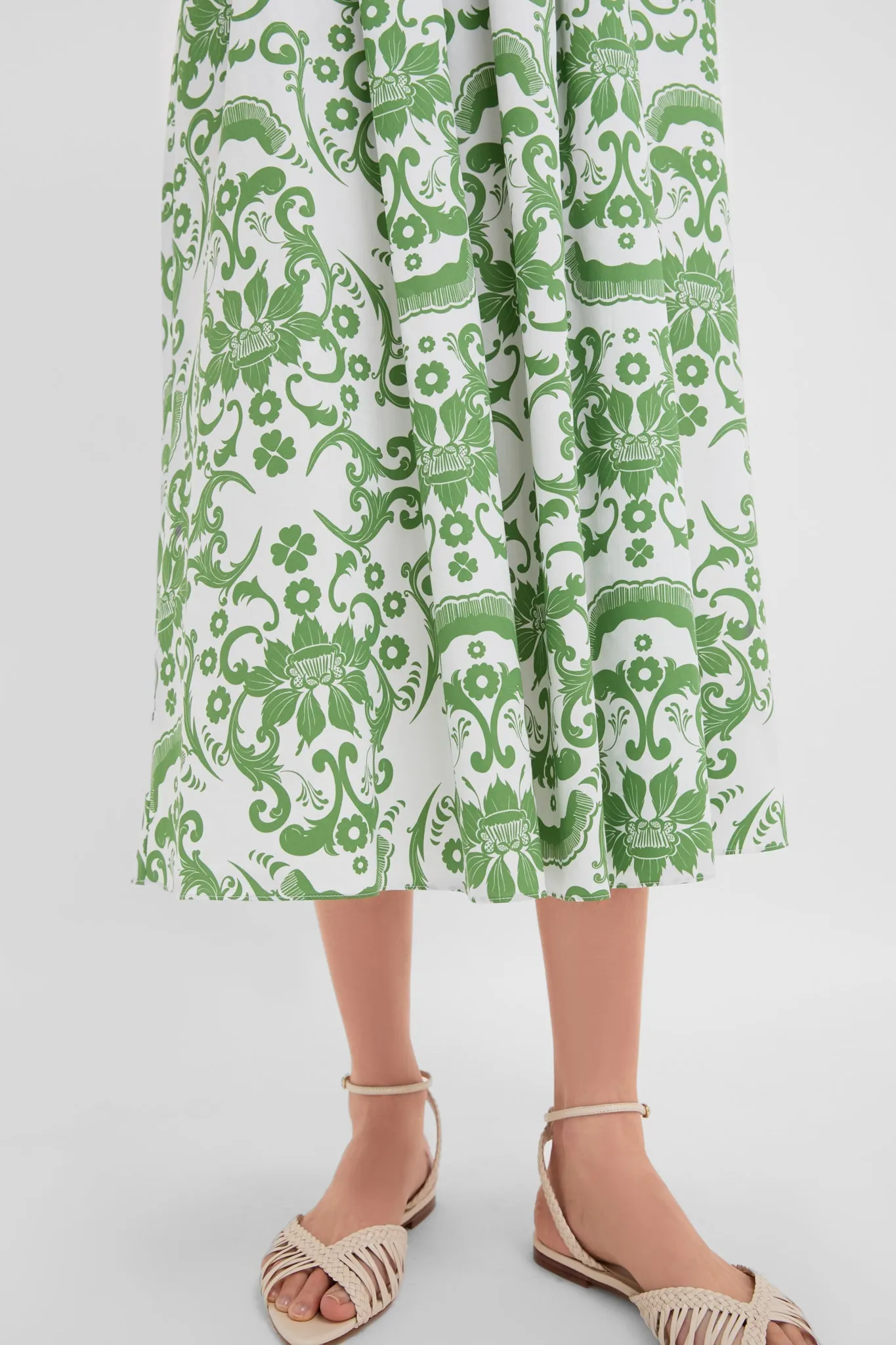 Exclusive White and Green Ninet Dress