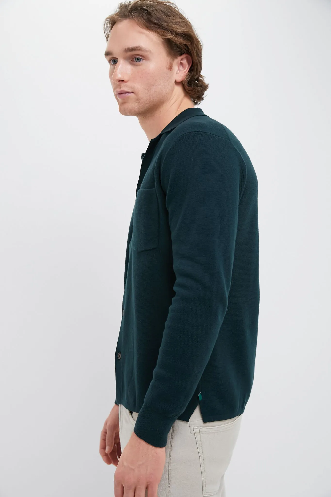 Forest Green Merino Cardigan