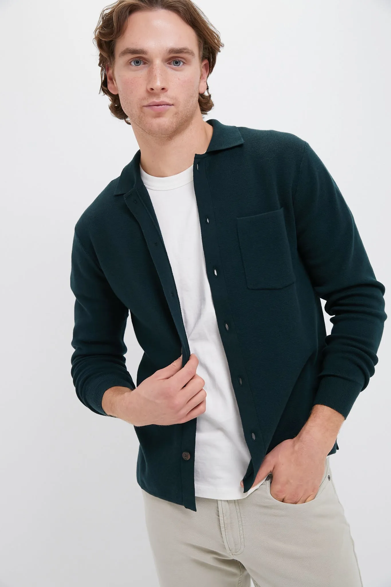 Forest Green Merino Cardigan