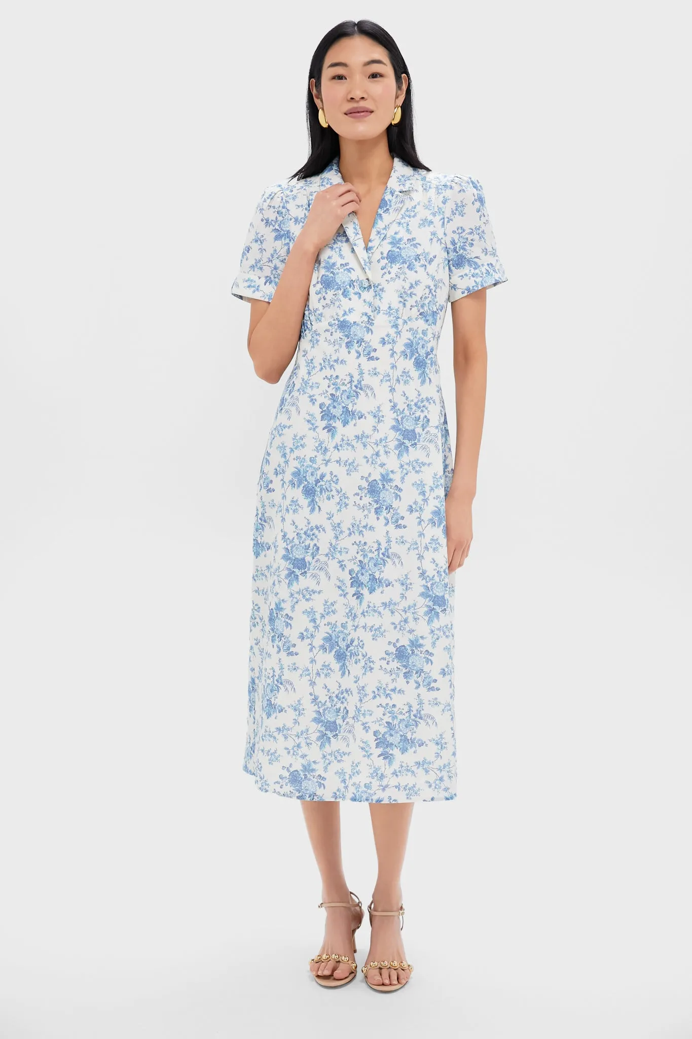 Forget Me Not Floral Cotton Linen Bellamy Dress
