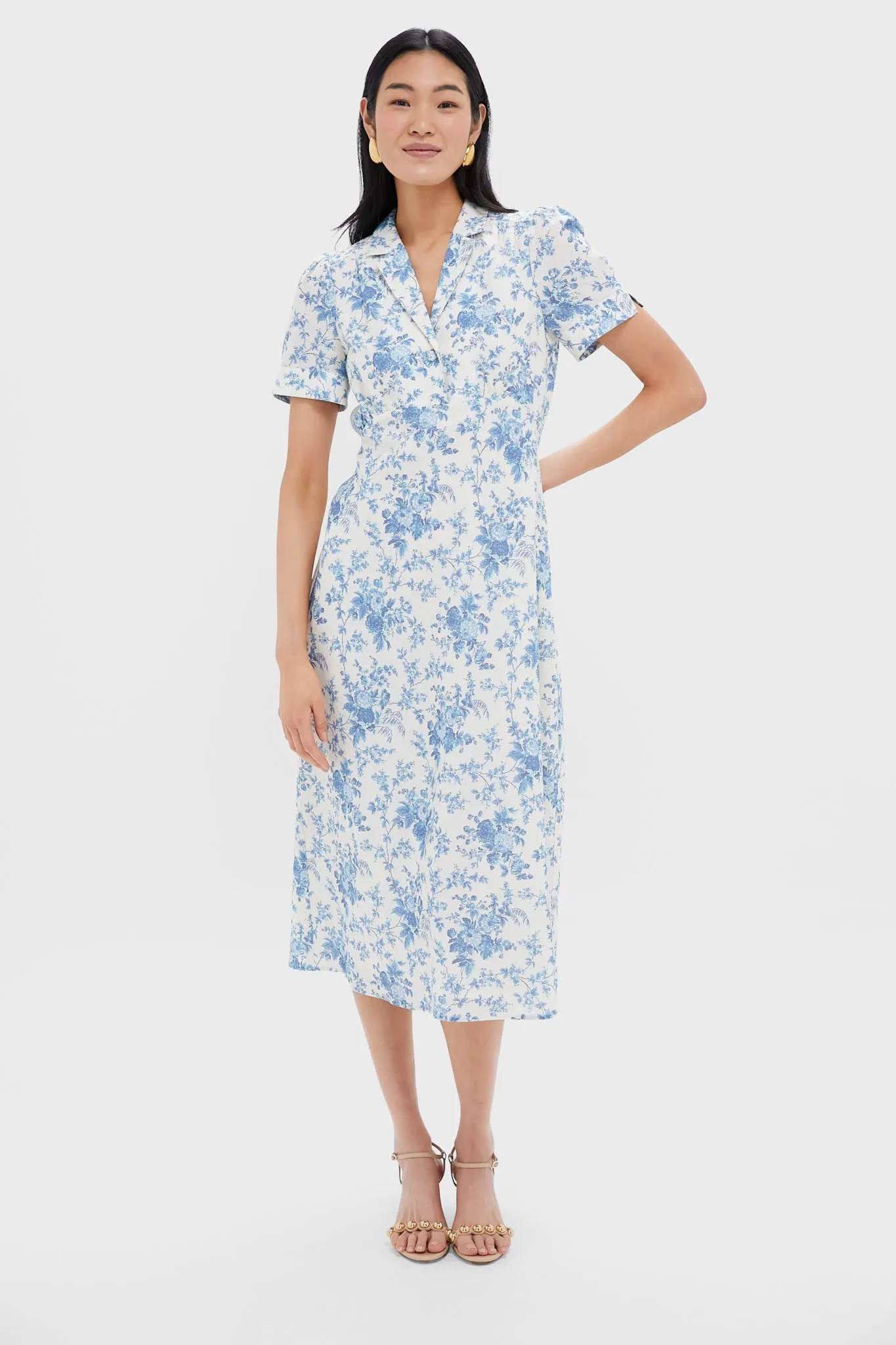 Forget Me Not Floral Cotton Linen Bellamy Dress