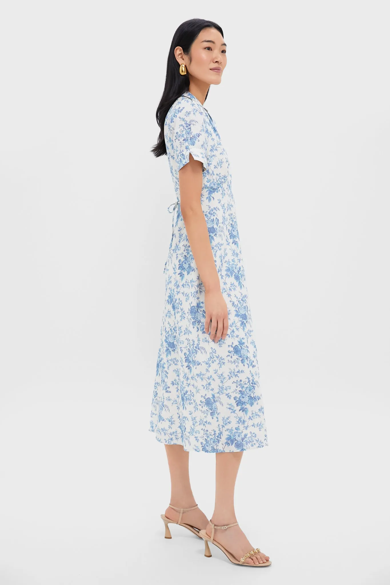 Forget Me Not Floral Cotton Linen Bellamy Dress