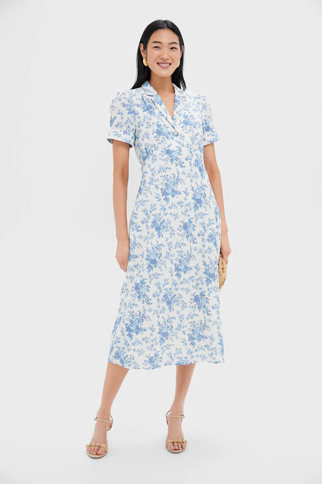 Forget Me Not Floral Cotton Linen Bellamy Dress
