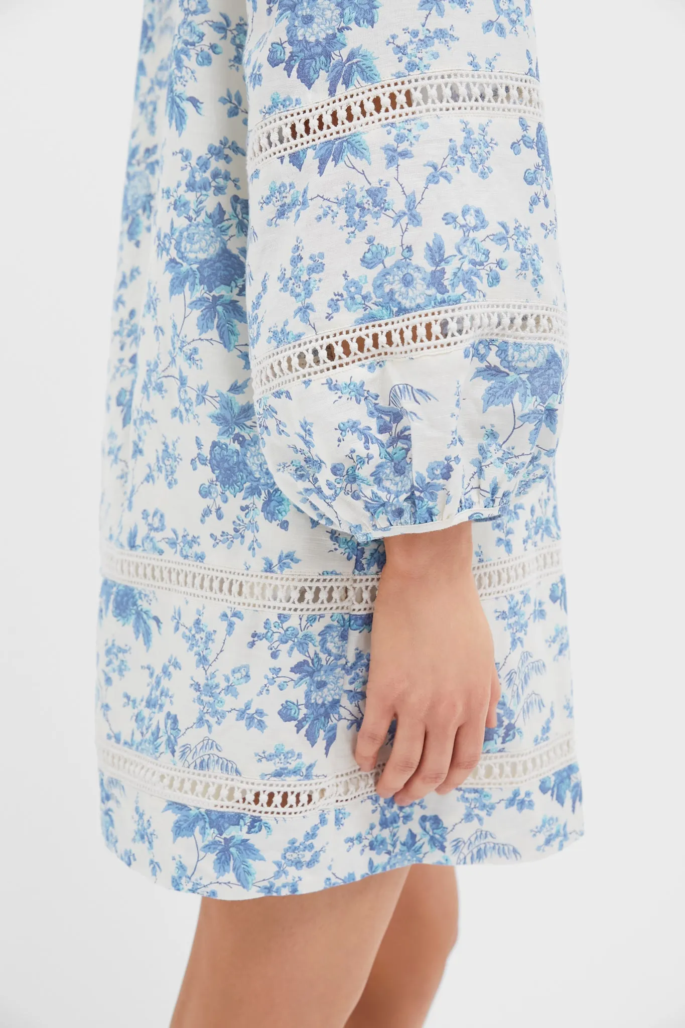 Forget Me Not Floral Cotton Linen Mini Maryse Caftan