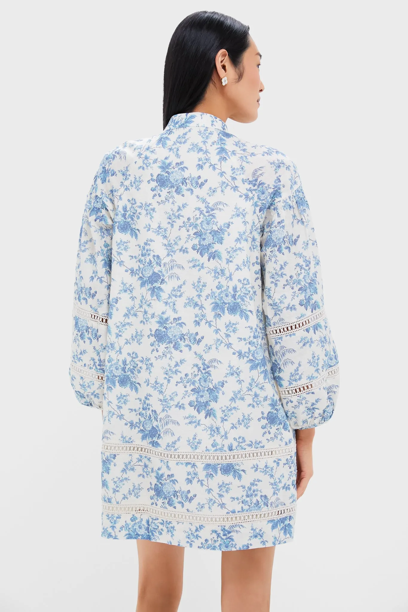 Forget Me Not Floral Cotton Linen Mini Maryse Caftan