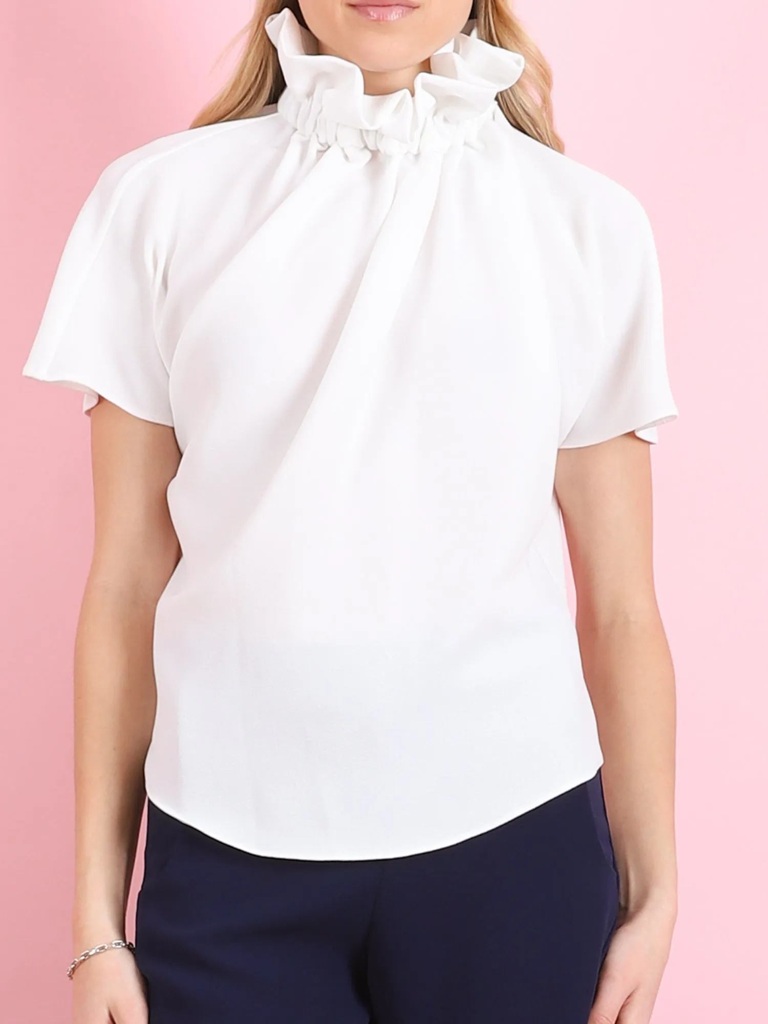 GEORGETTE RUFFLED NECK BLOUSE