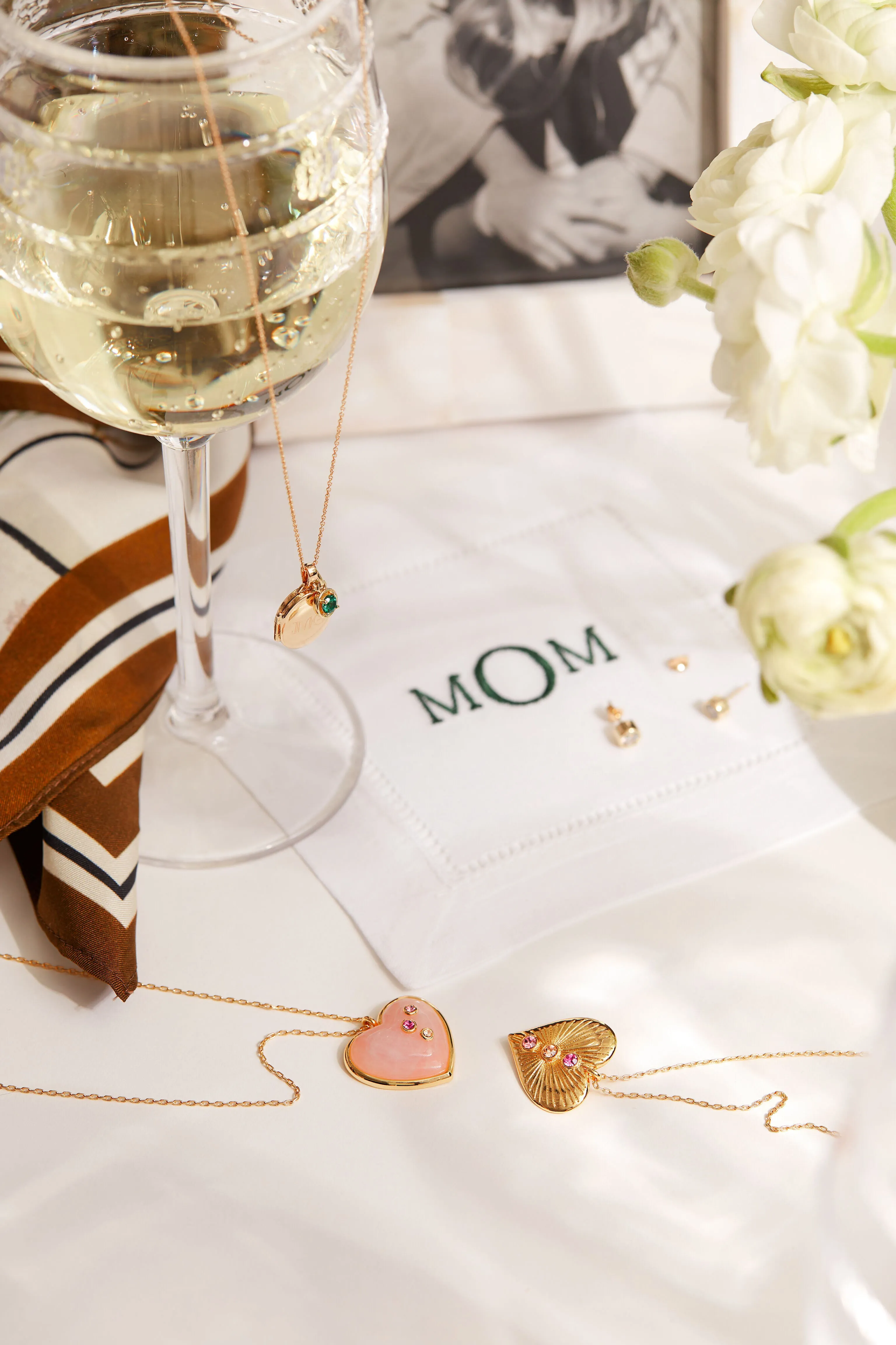 Gold Bezel Stones Pendant Necklace