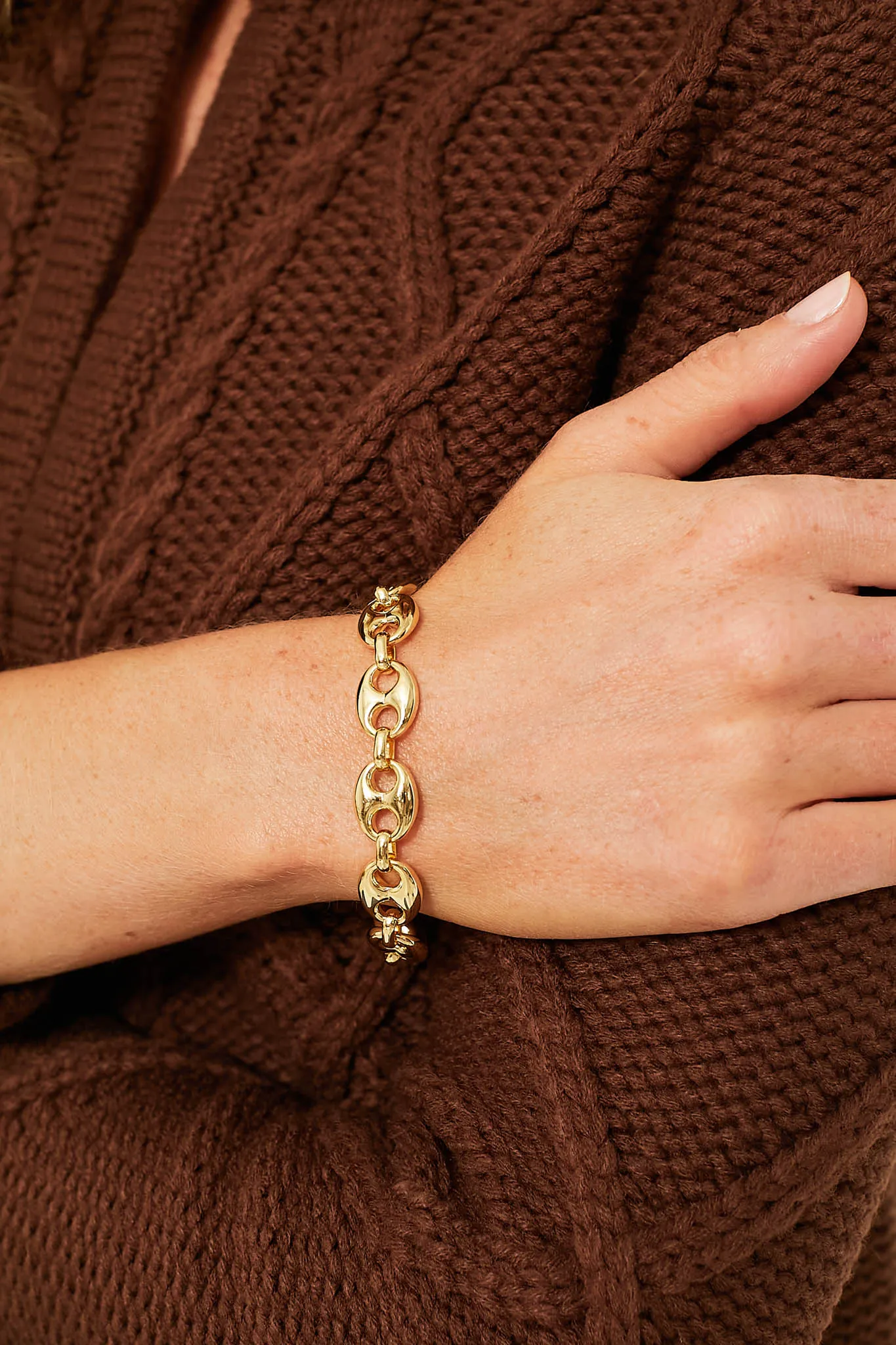 Gold Chunky Mariner Link Bracelet