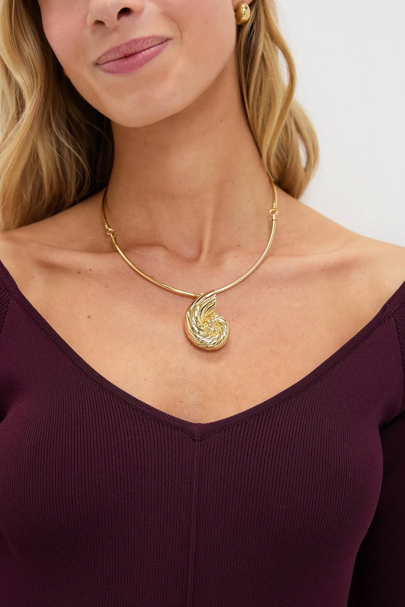 Gold Nautilus Collar Necklace