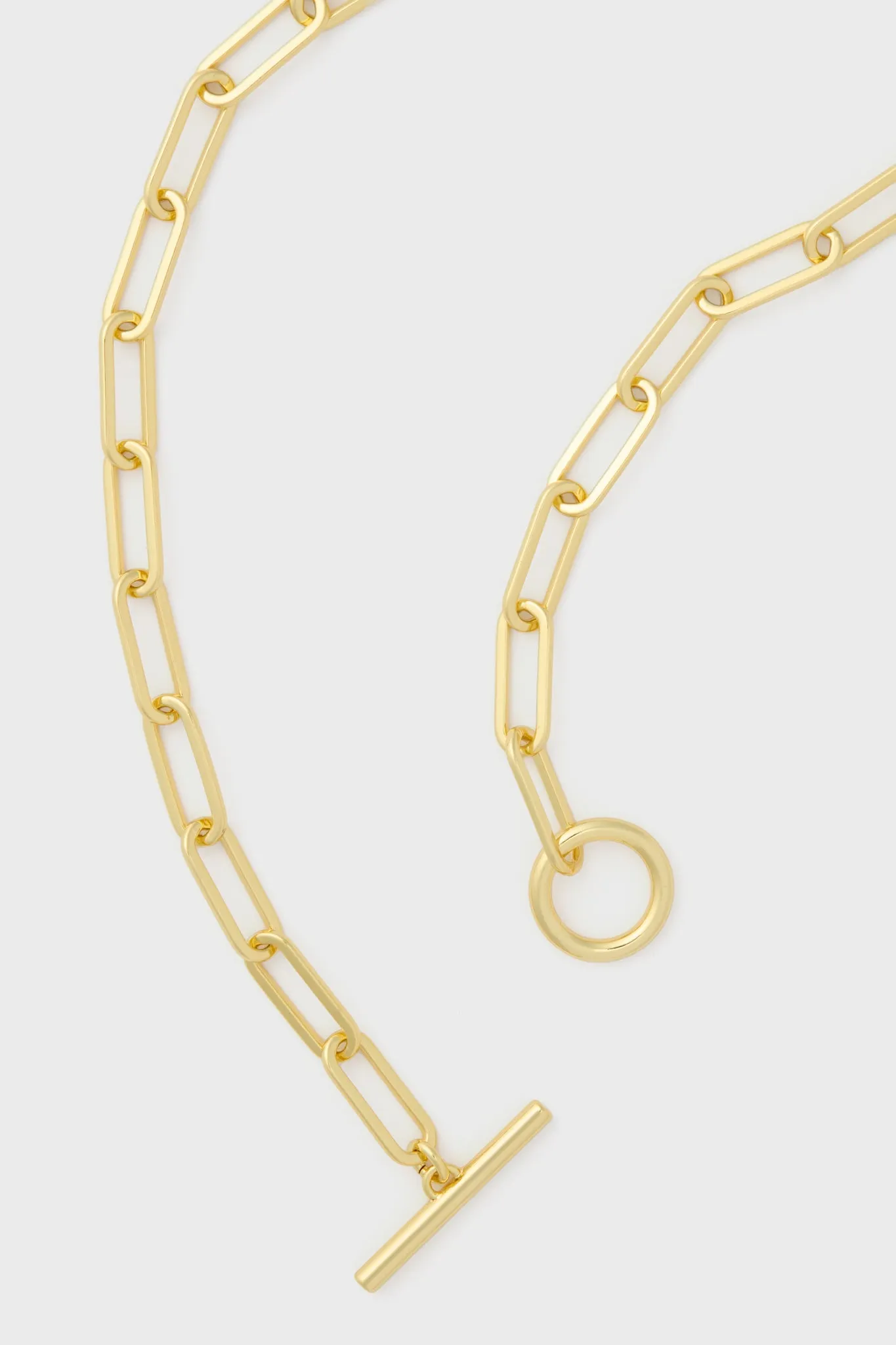 Gold Paperclip Toggle Clasp Necklace