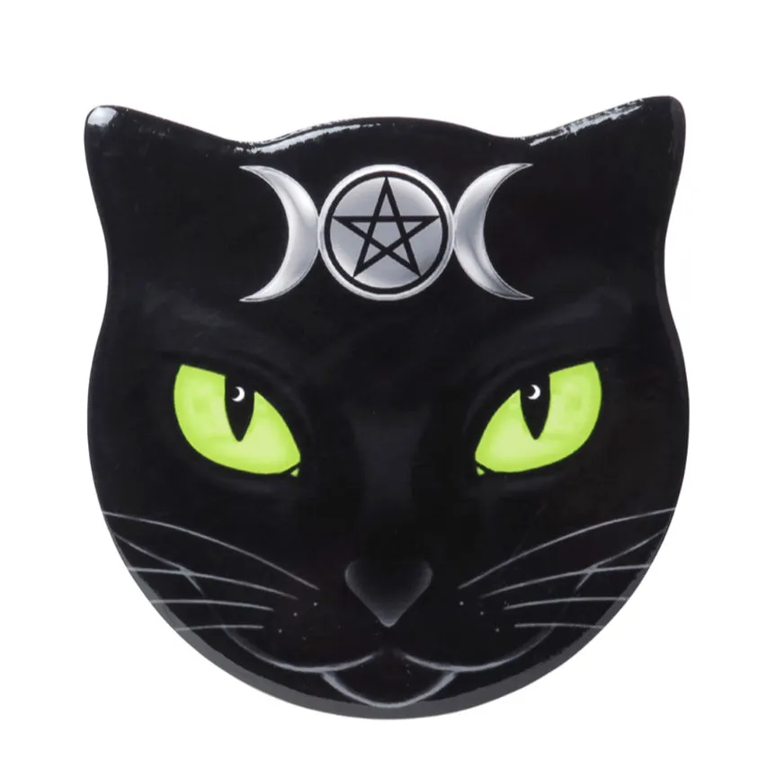 Gothic Triple Moon Black Cat Coaster