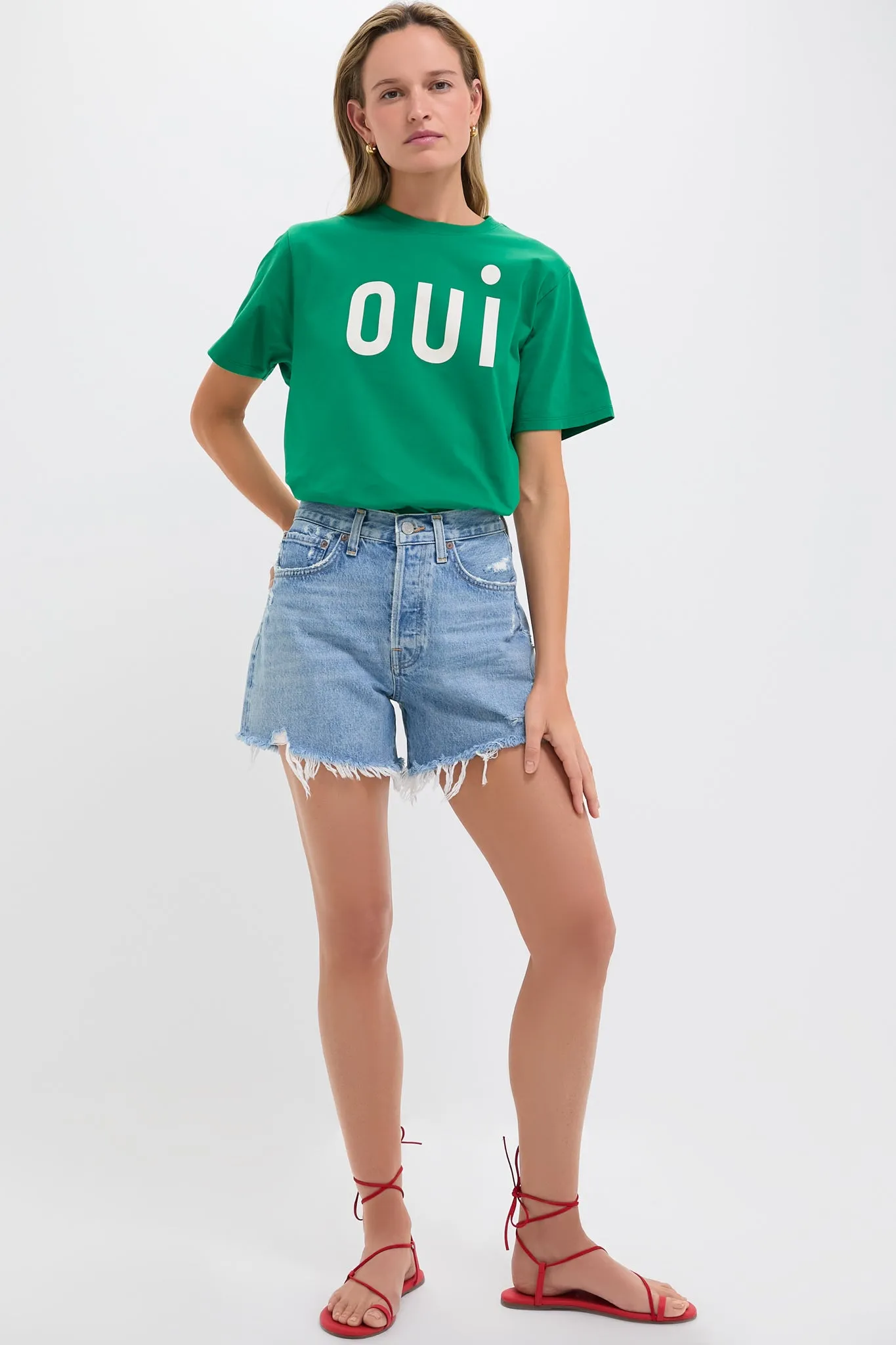 Green Apple with Printed Cream Oui Original Tee