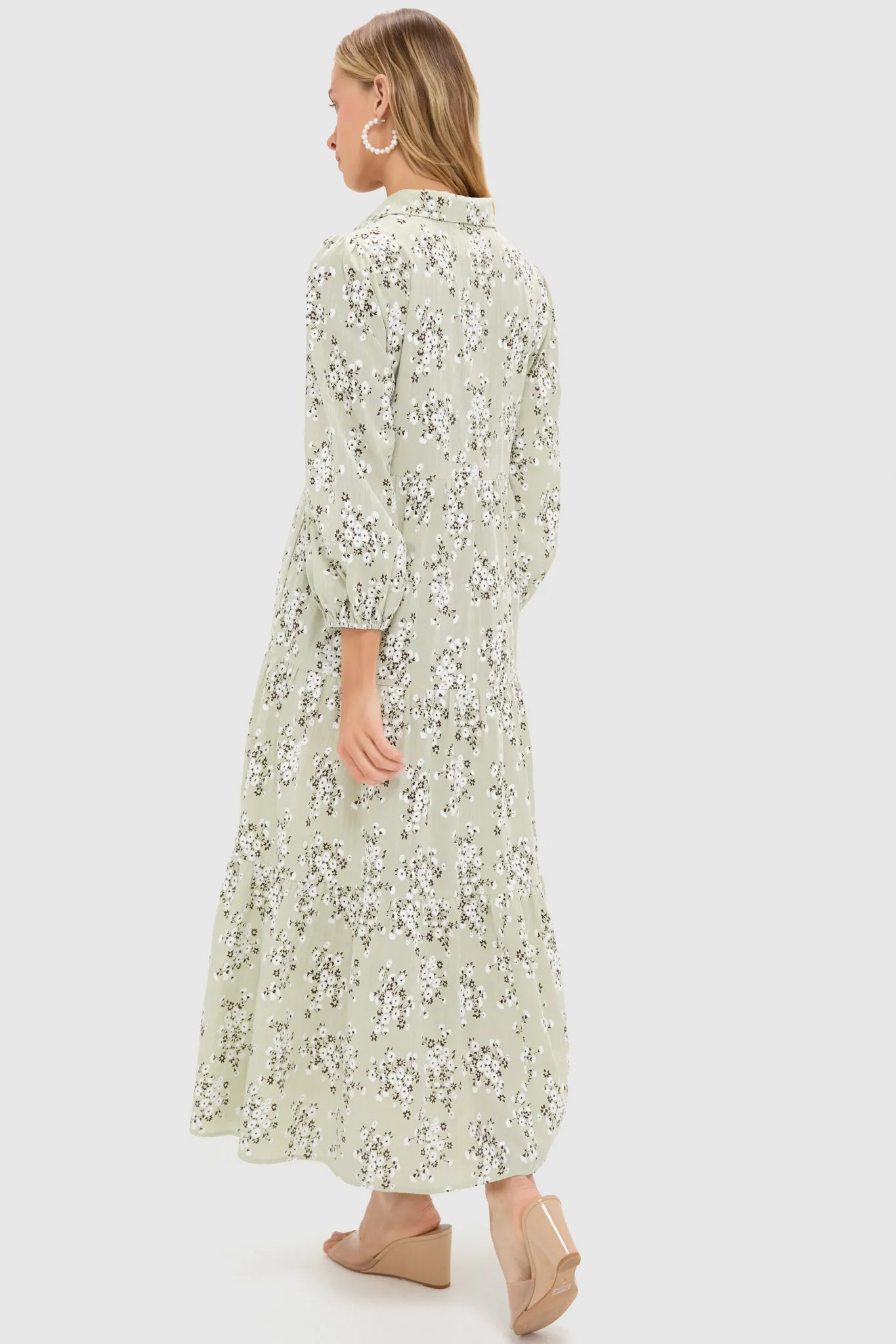 Green Ditsy Floral Mabel Maxi Dress