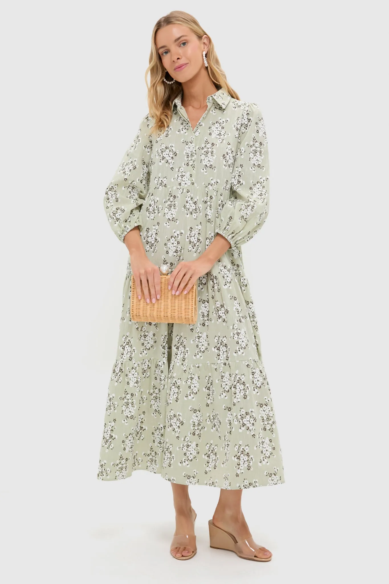 Green Ditsy Floral Mabel Maxi Dress