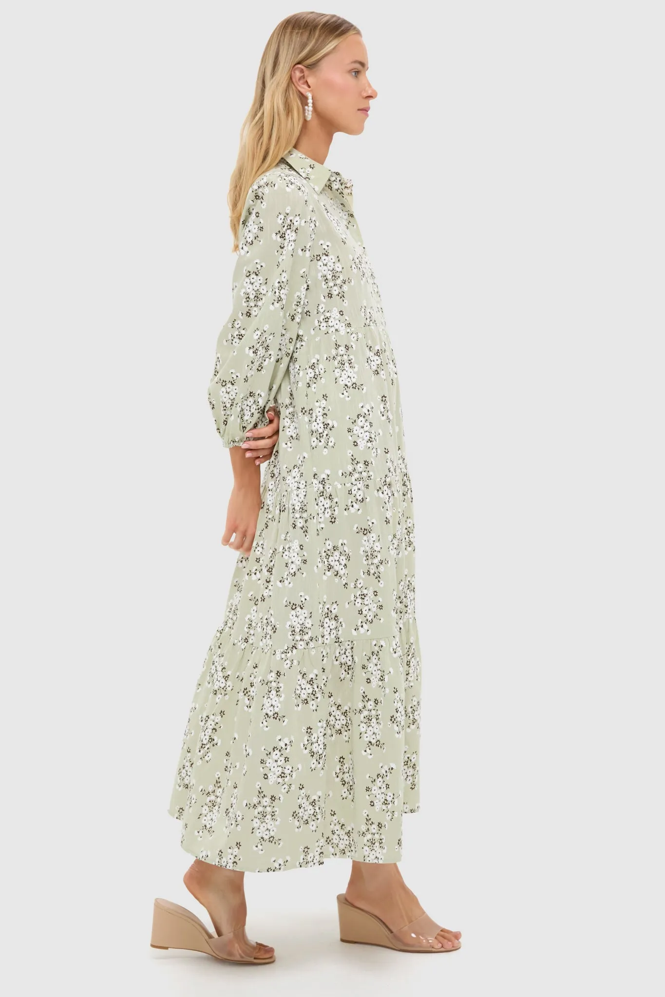 Green Ditsy Floral Mabel Maxi Dress