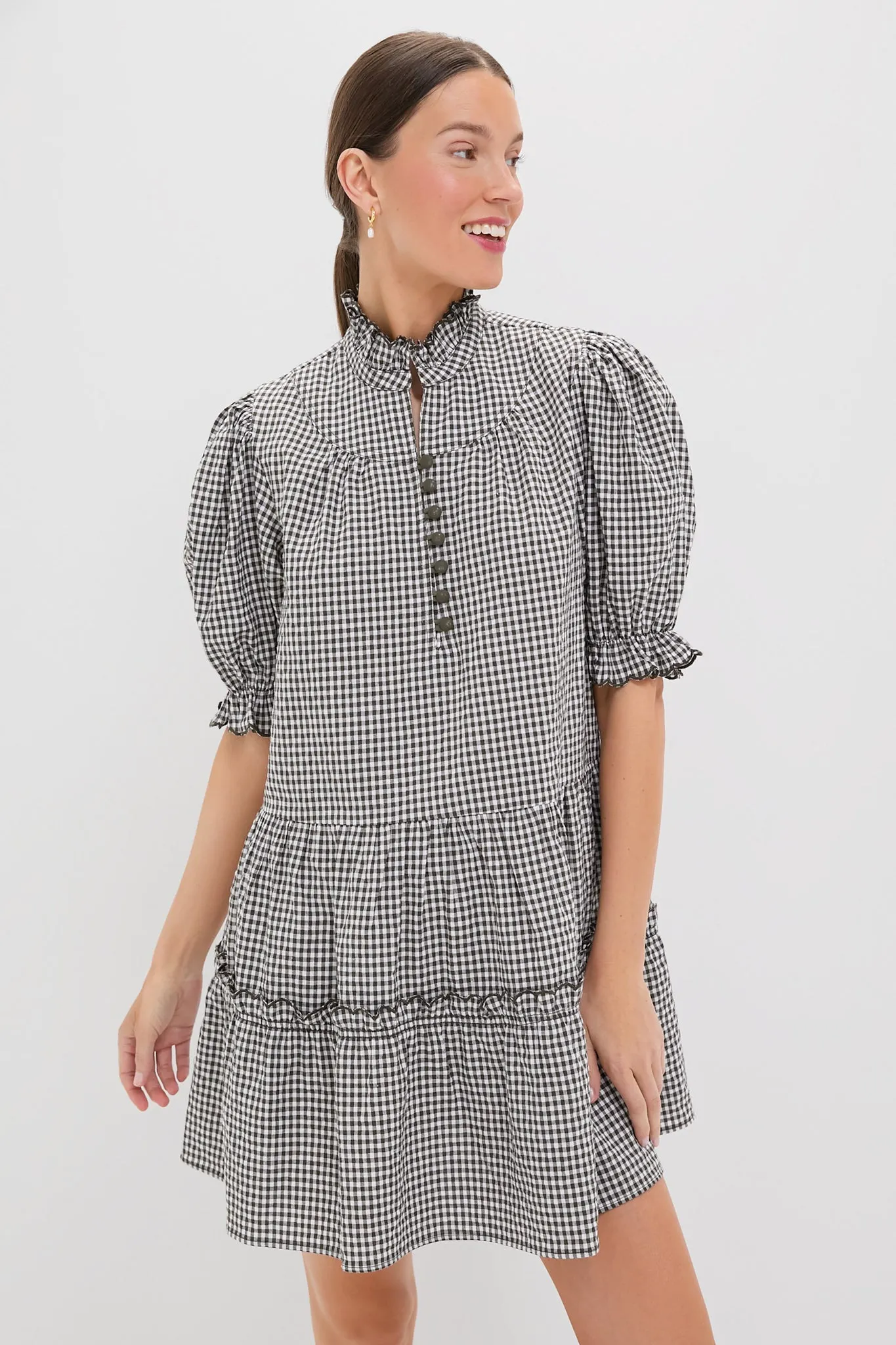 Green Gingham Mini Selena Dress