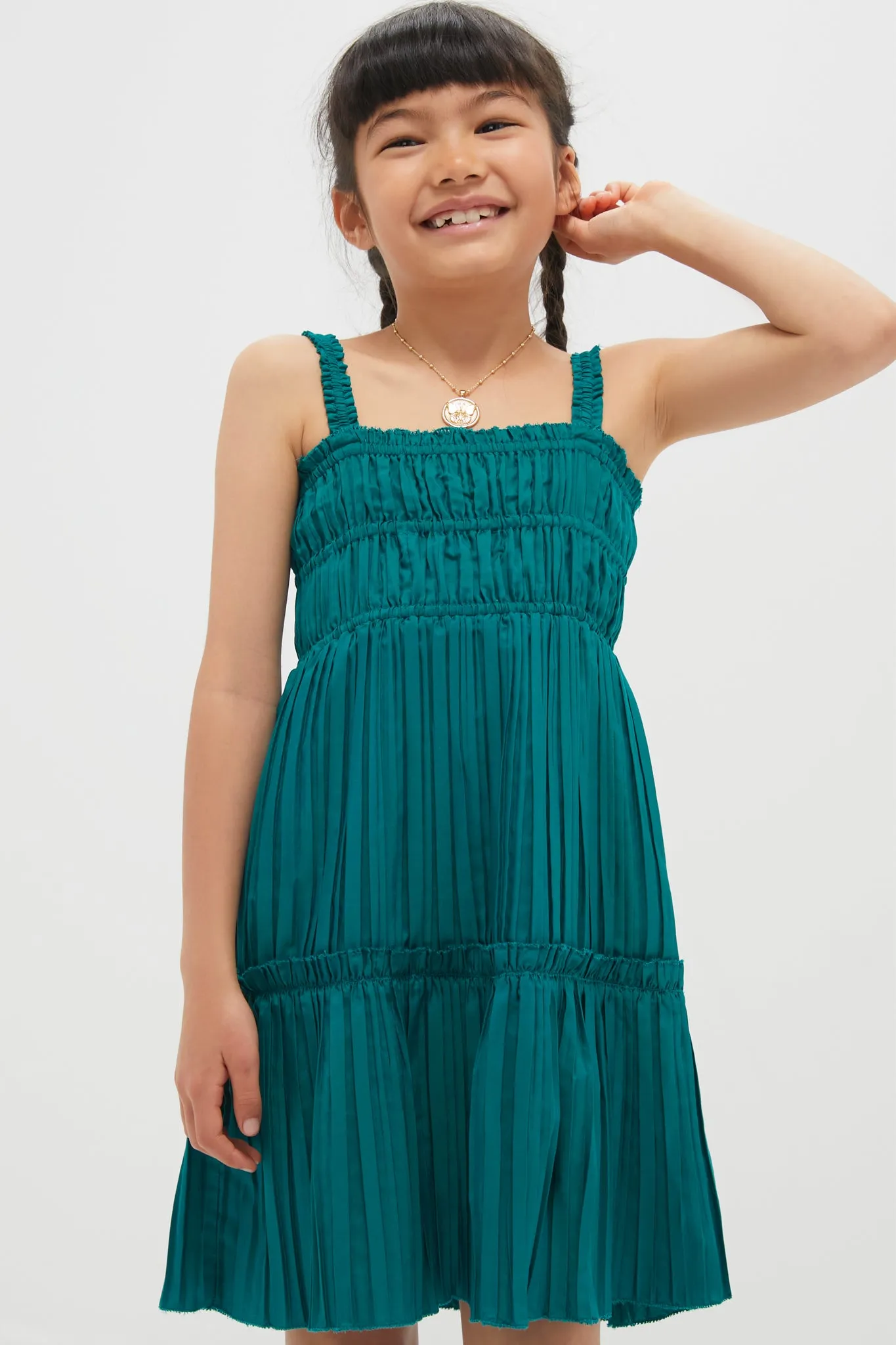Green Nomi Solid Sleeveless Dress
