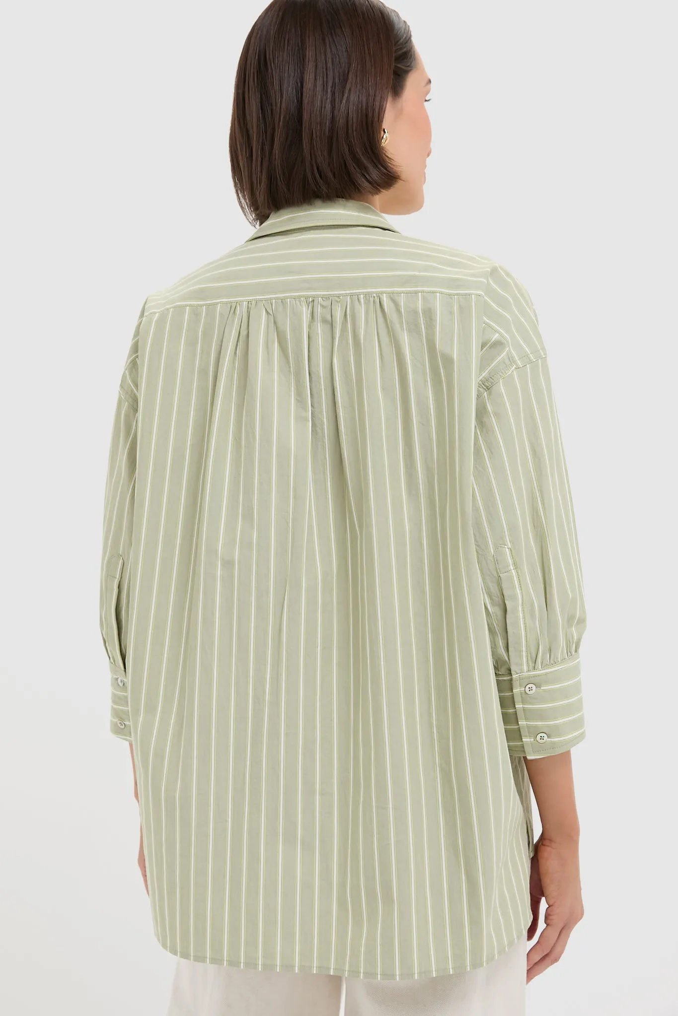 Green Stripe Adair Boyfriend Shirt