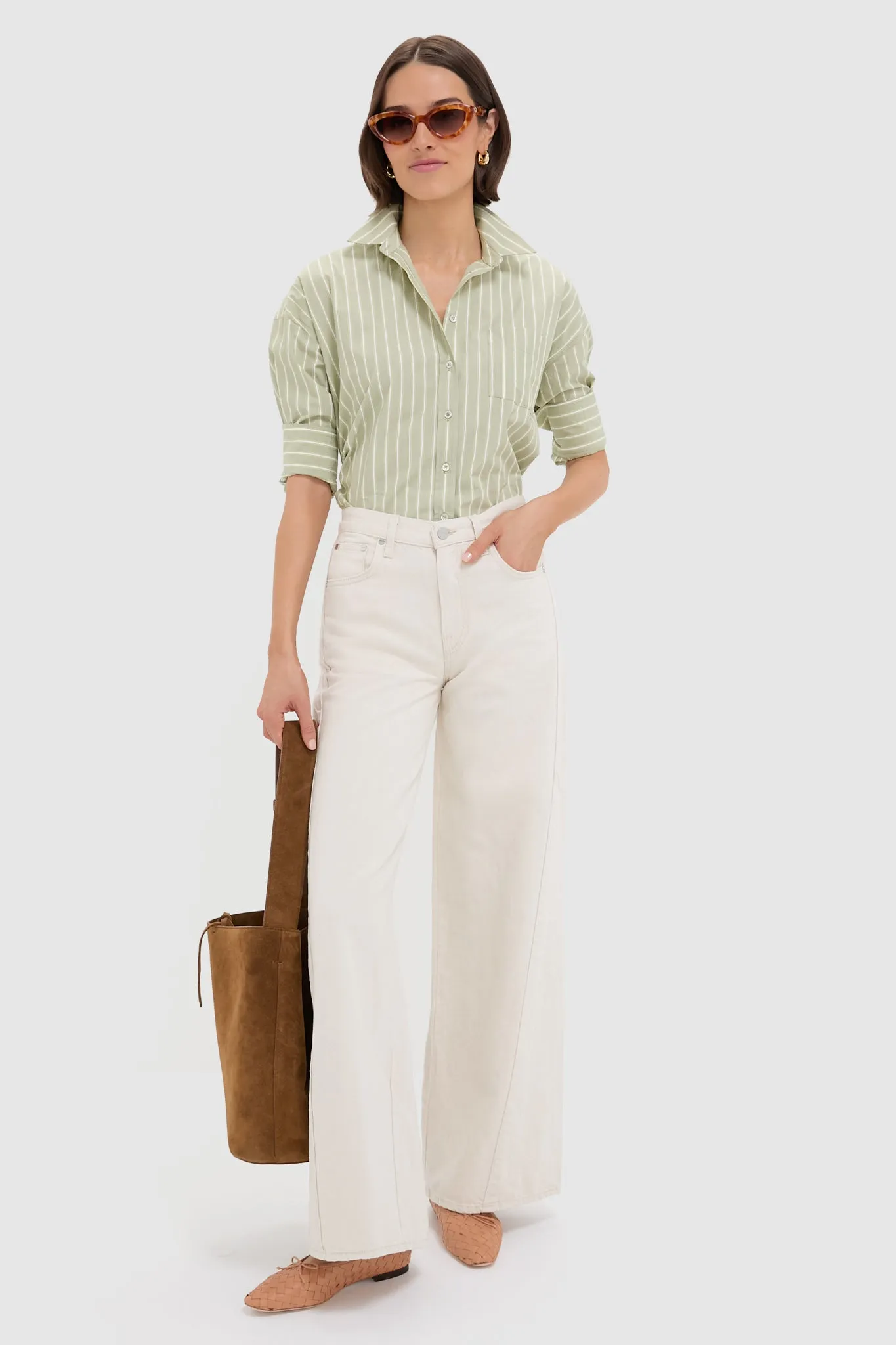 Green Stripe Adair Boyfriend Shirt