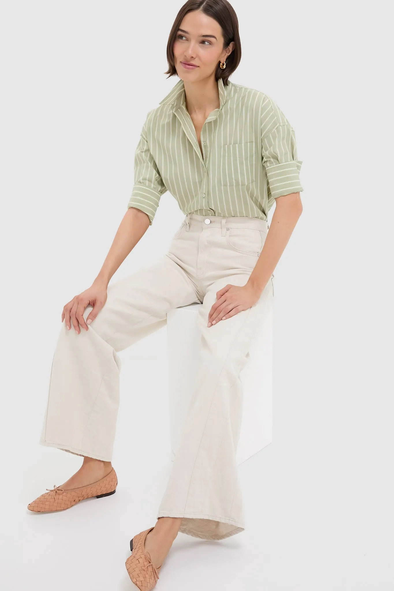 Green Stripe Adair Boyfriend Shirt