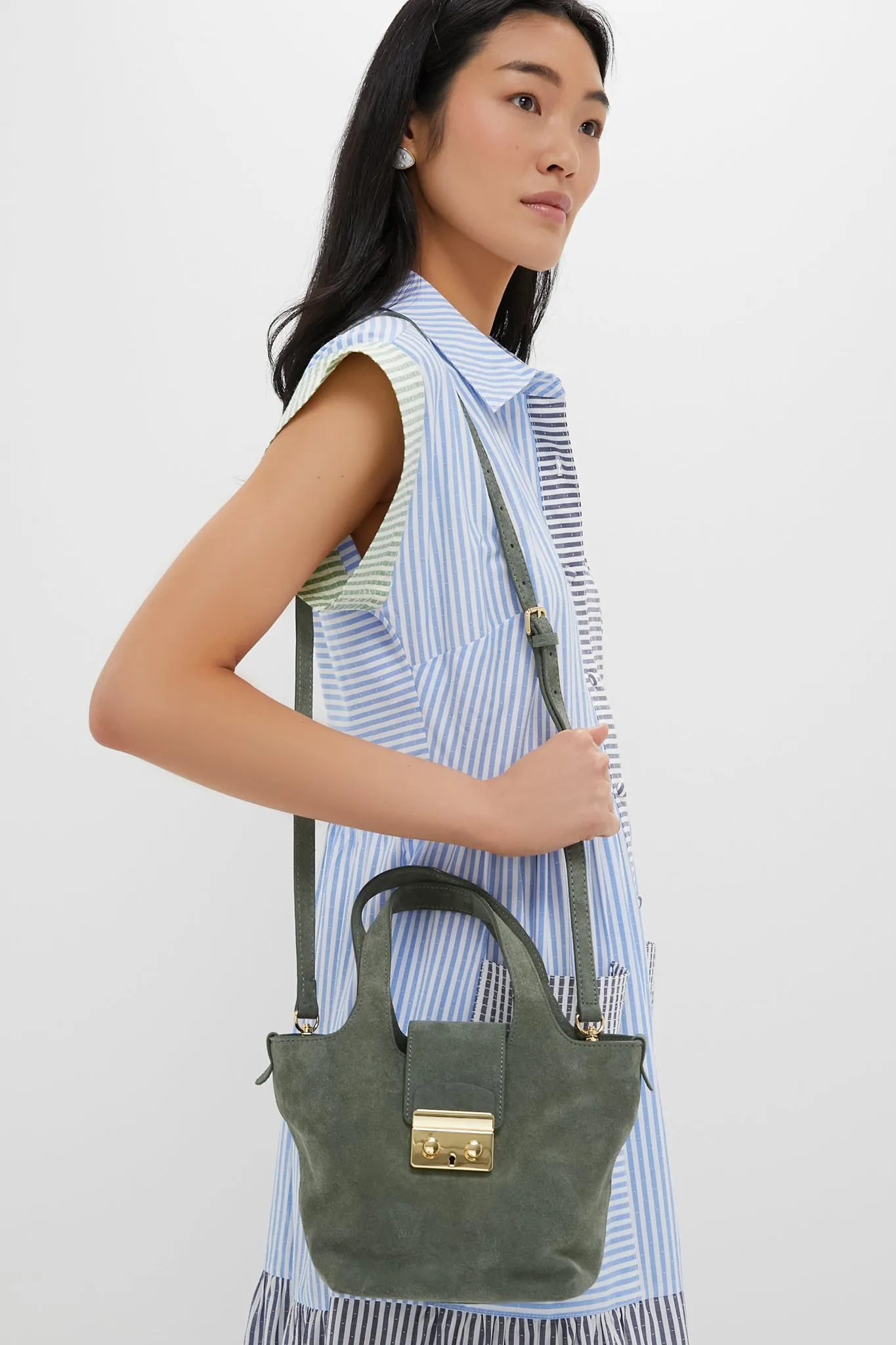 Green Suede Mini Market Tote