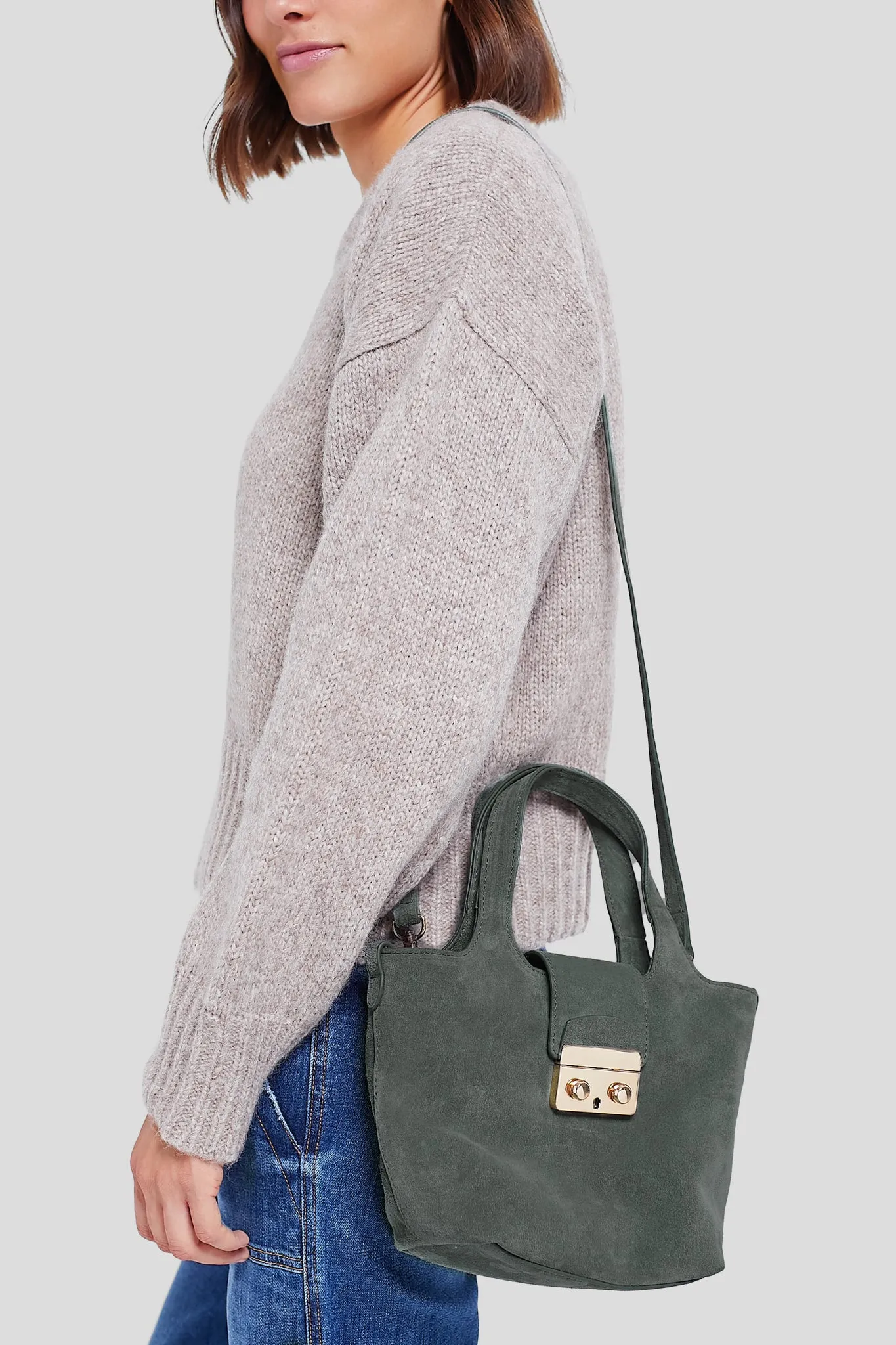 Green Suede Mini Market Tote