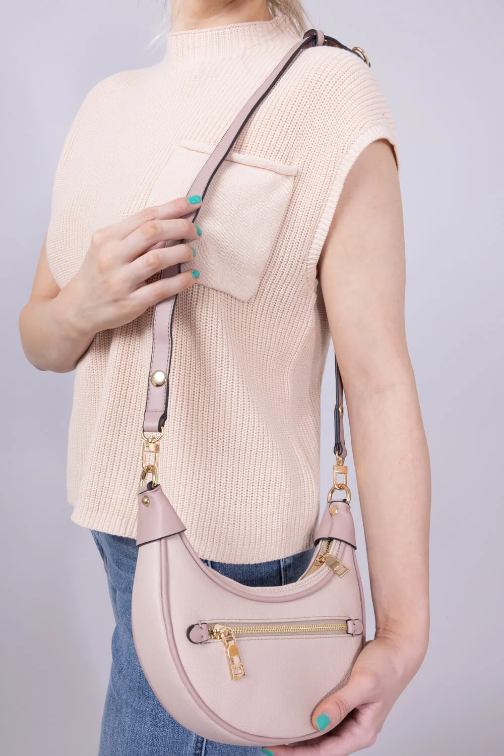 Half Moon Shoulder Bag for Women in Mauve | M2503-MV