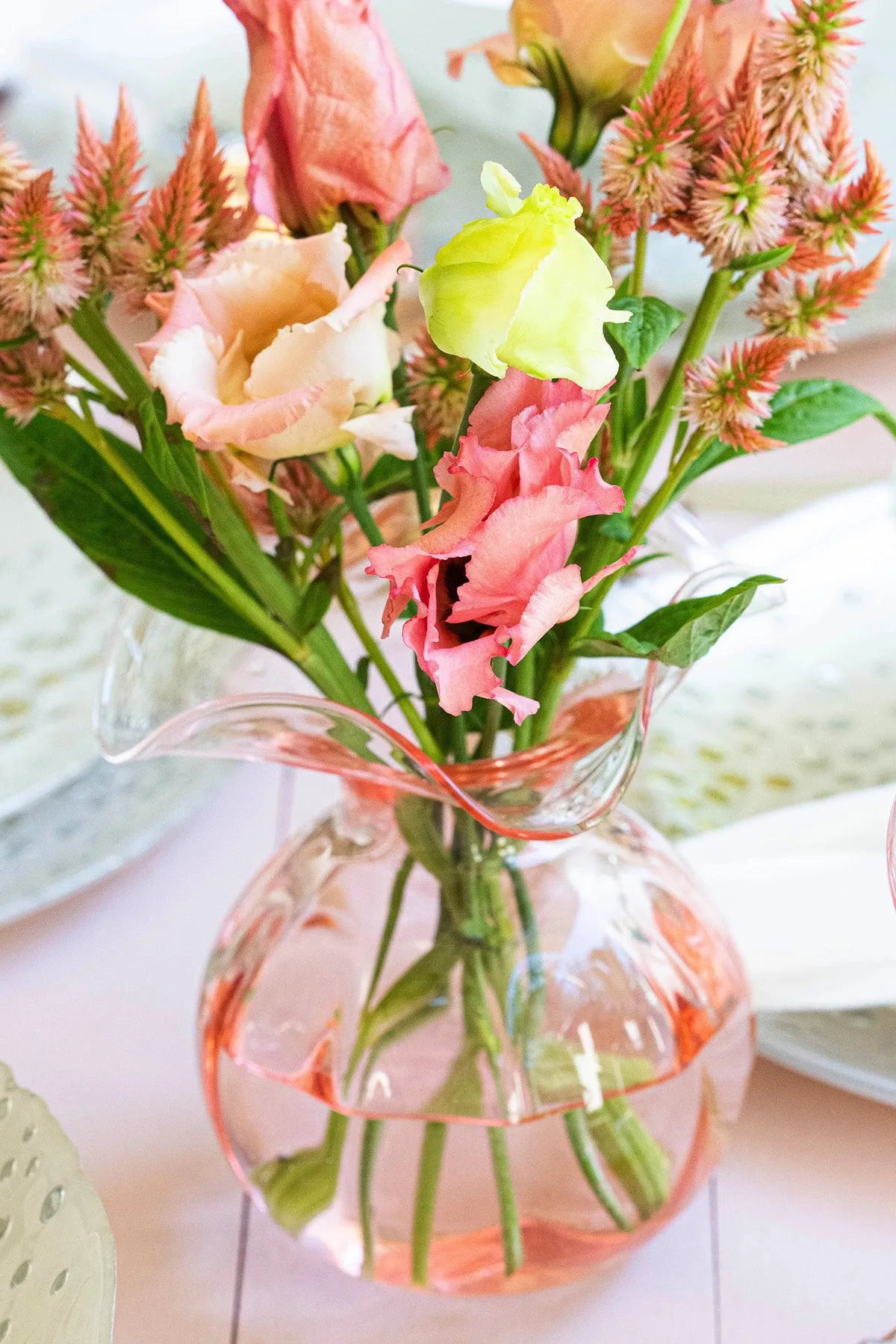 Hibiscus Glass Pink Bud Vase