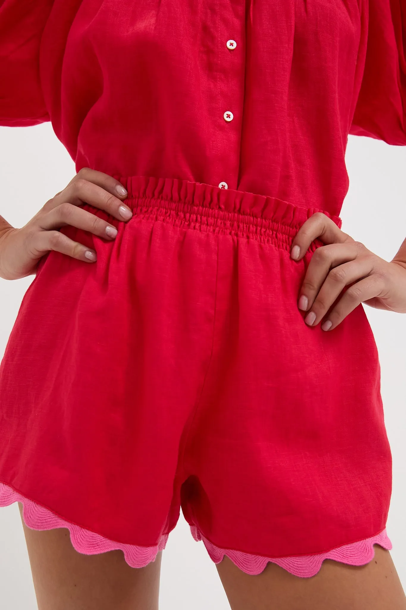 Hibiscus Red Linen Ava Short