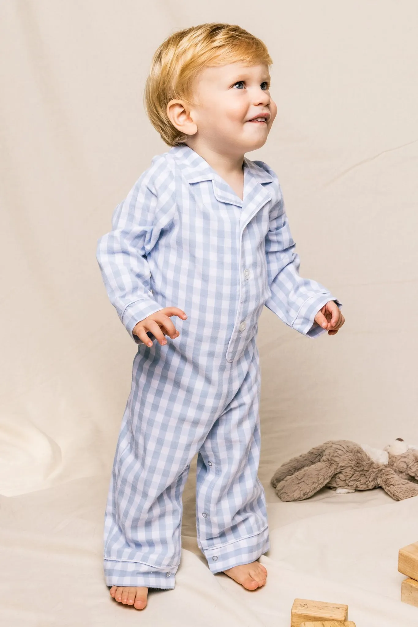 Infant Light Blue Gingham Romper