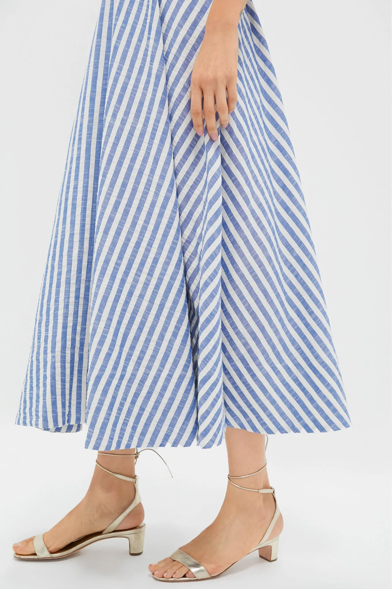 Ivory Blue Striped Seersucker Calypso Dress