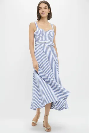 Ivory Blue Striped Seersucker Calypso Dress