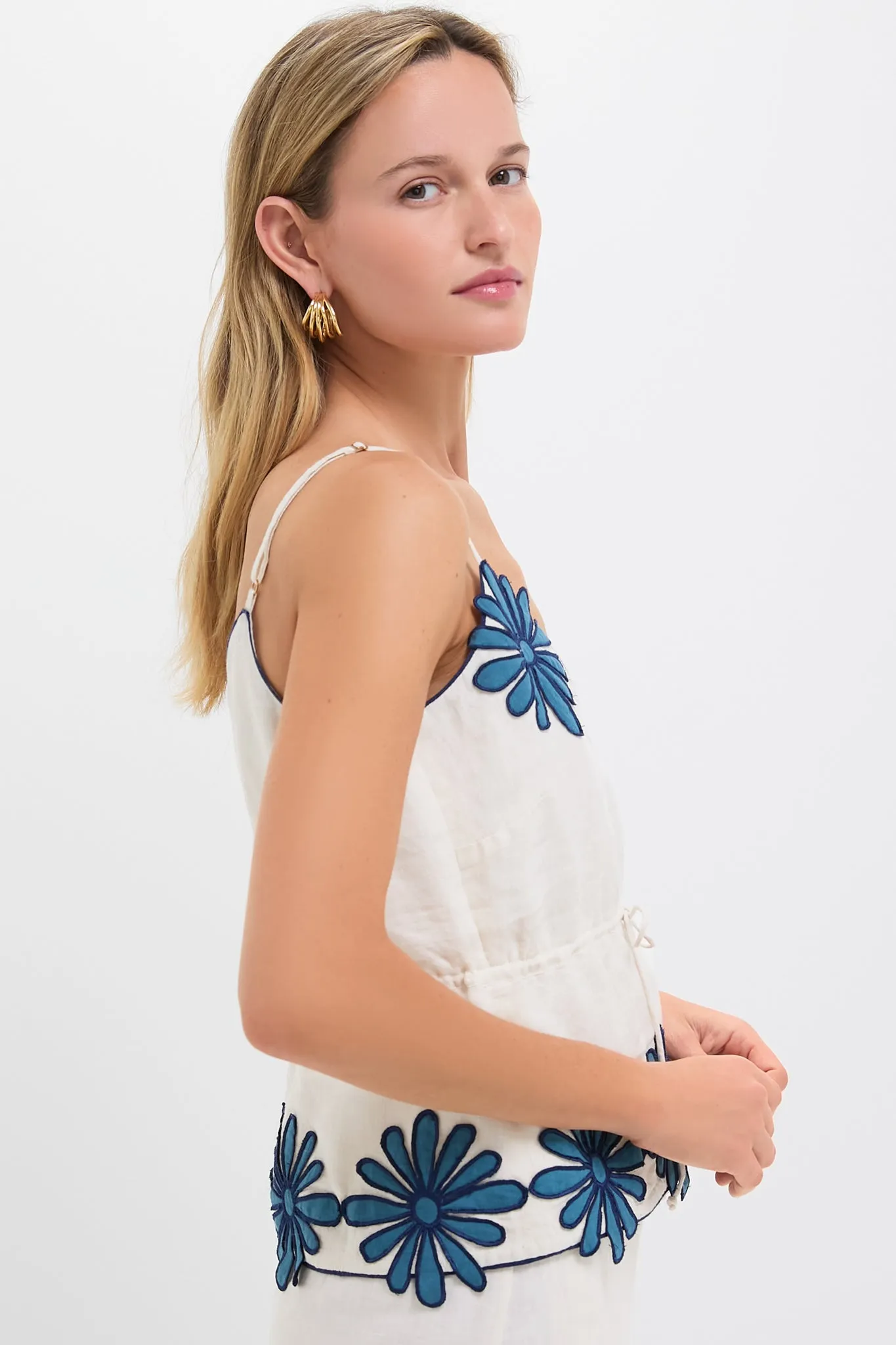 Ivory Flowers Pam Top
