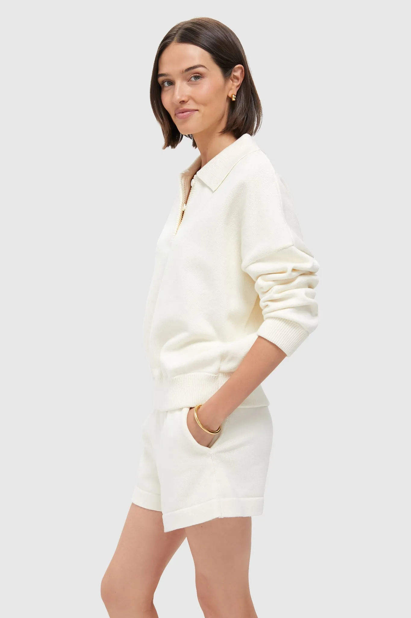 Ivory Knit Bode Polo Sweater