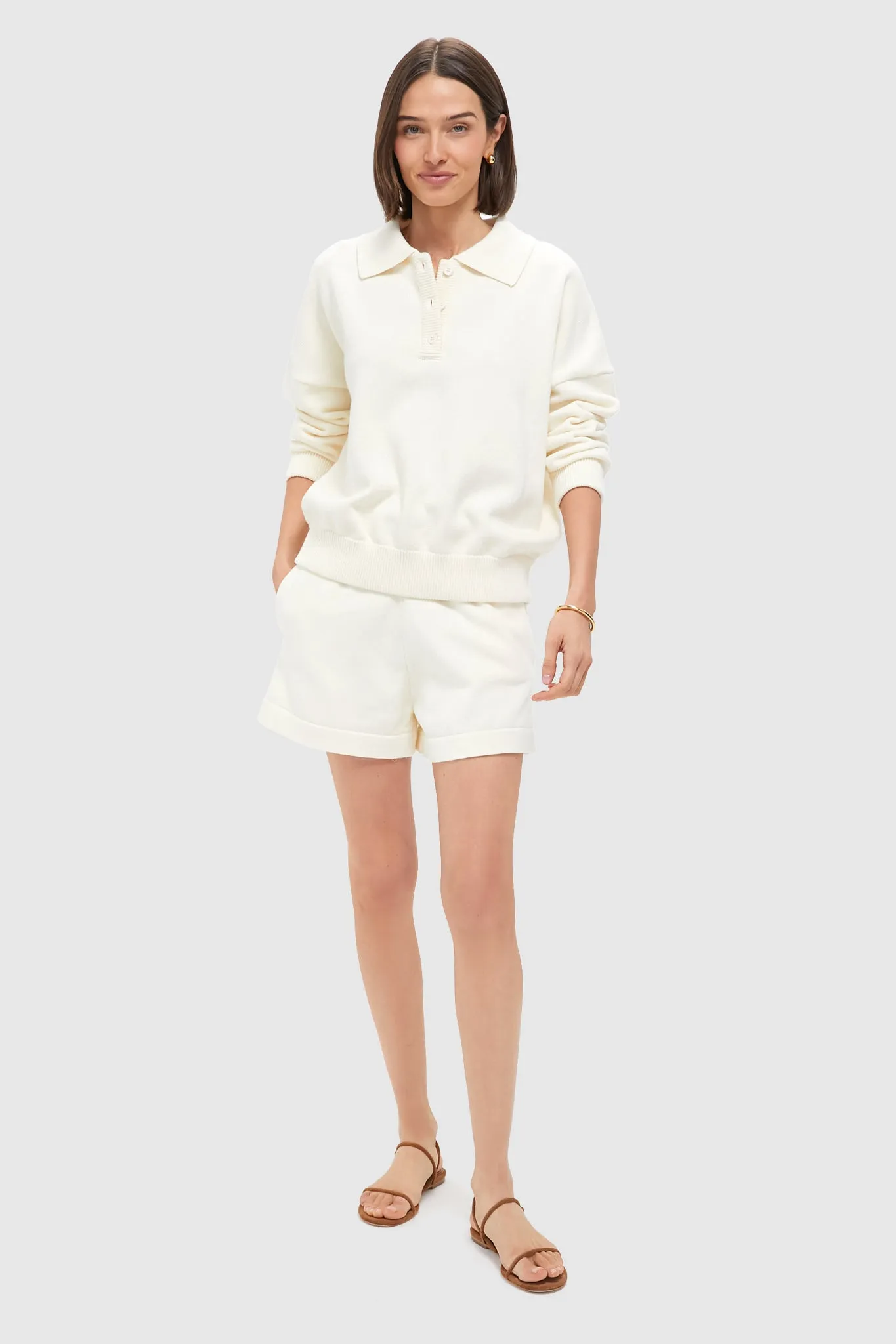 Ivory Knit Bode Polo Sweater