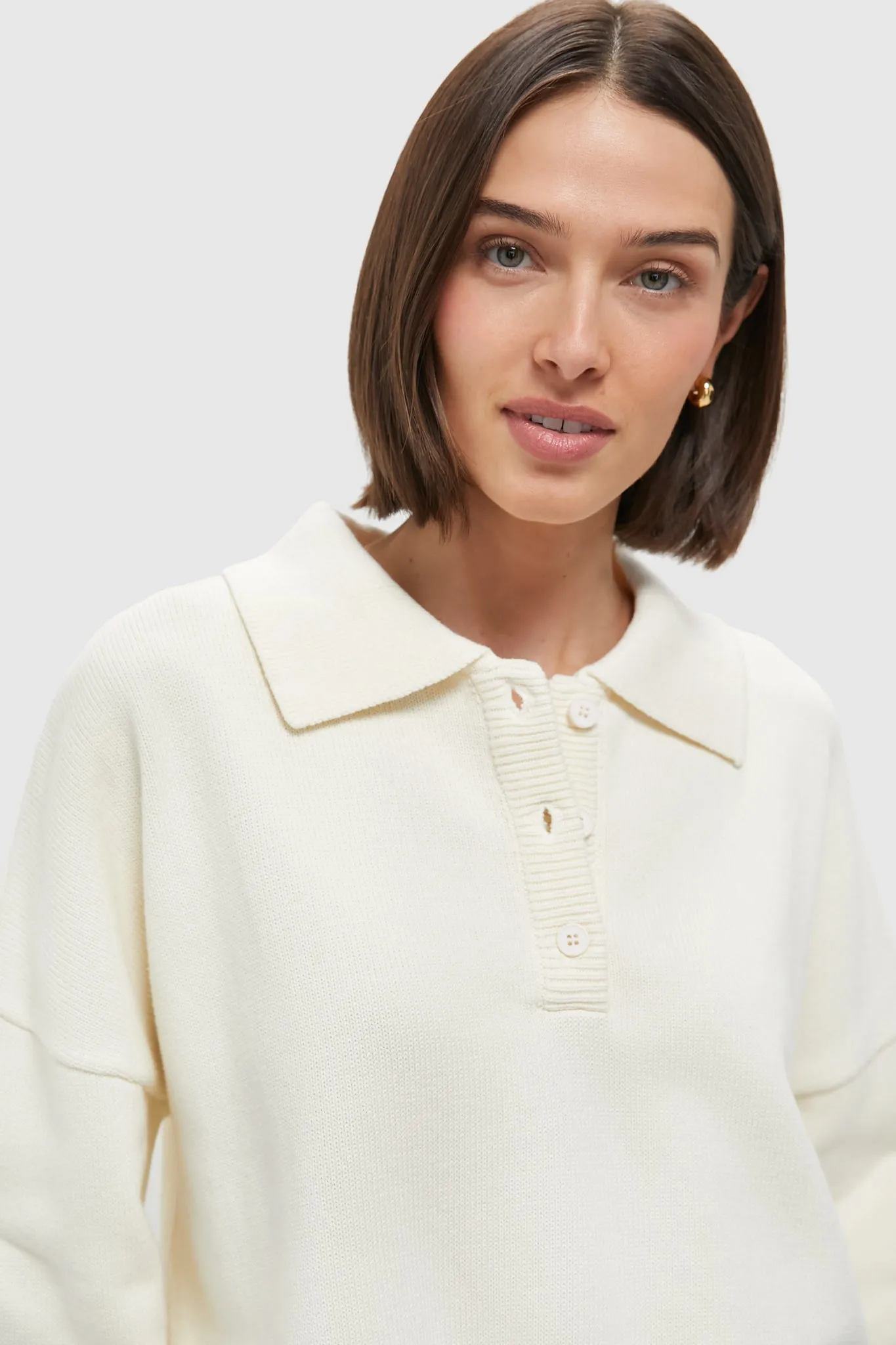 Ivory Knit Bode Polo Sweater