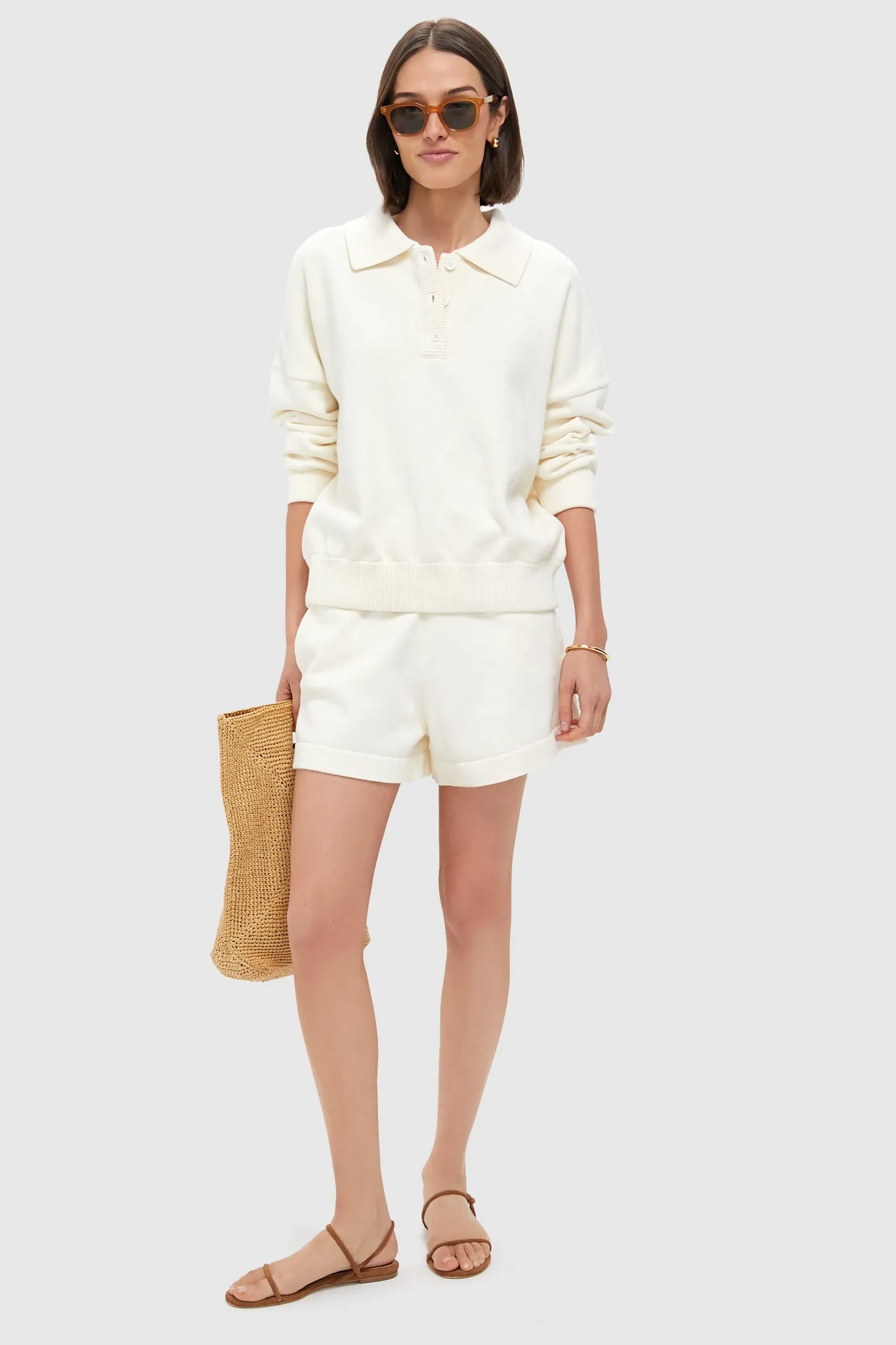 Ivory Knit Bode Polo Sweater