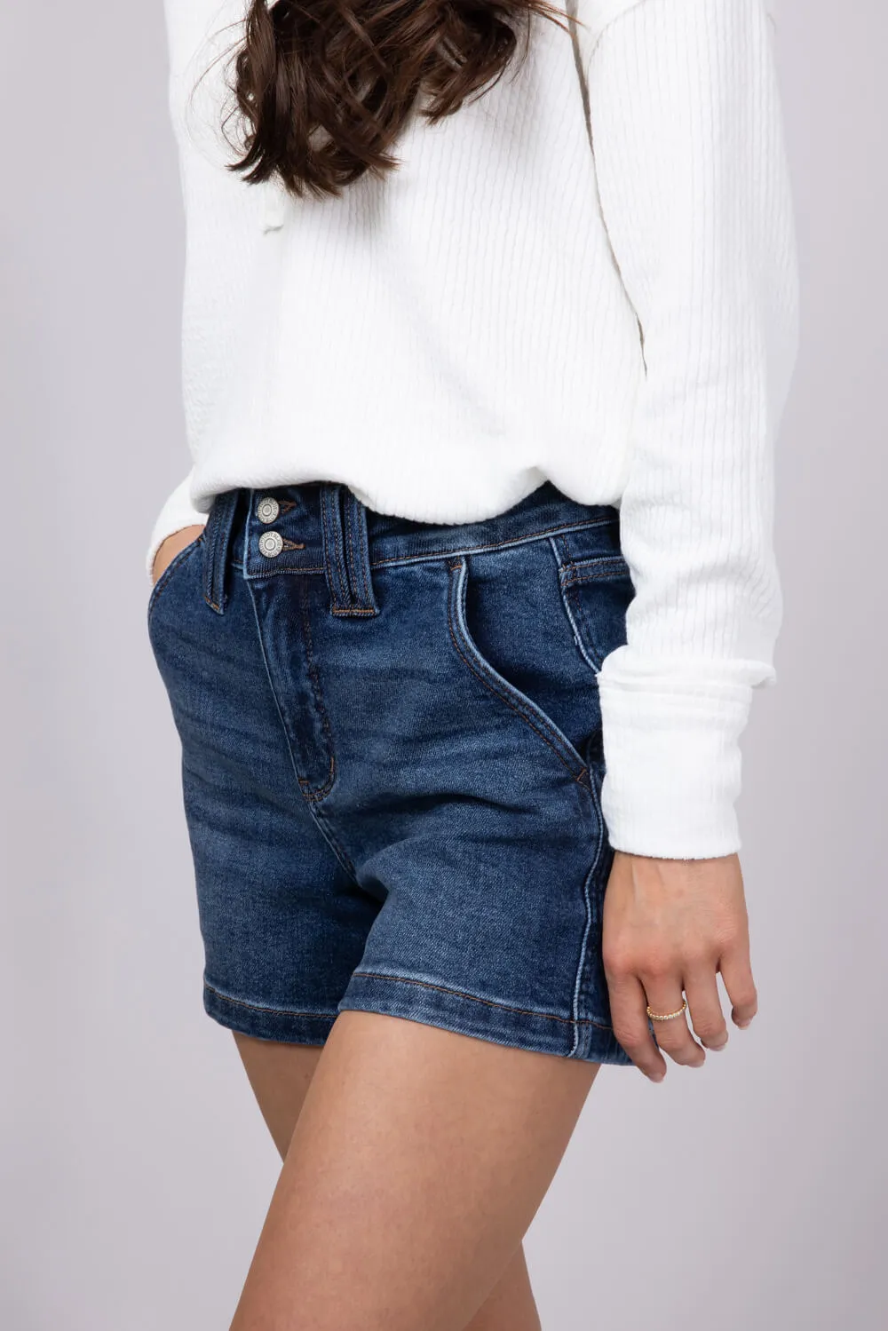 Judy Blue High Rise Double Button Waistband Denim Shorts for Women | 150307REG