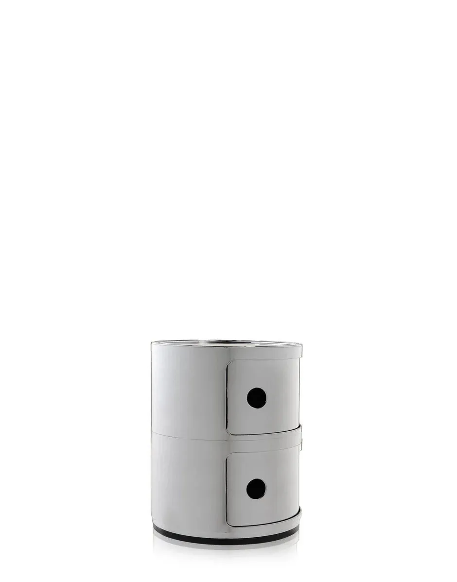 Kartell Componibili Metal Container 2 Elements, Chromed