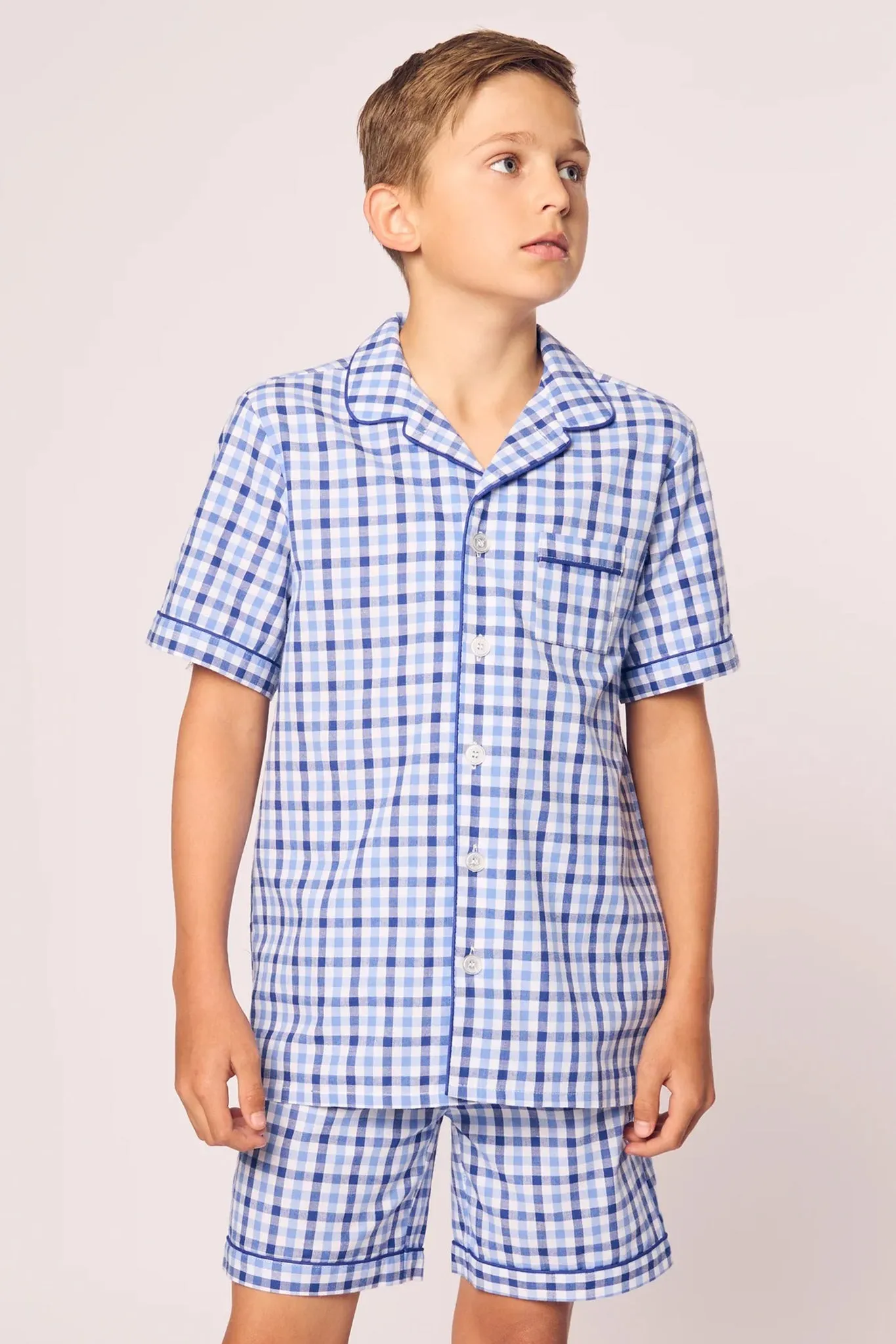 Kid's Royal Blue Gingham Short Set