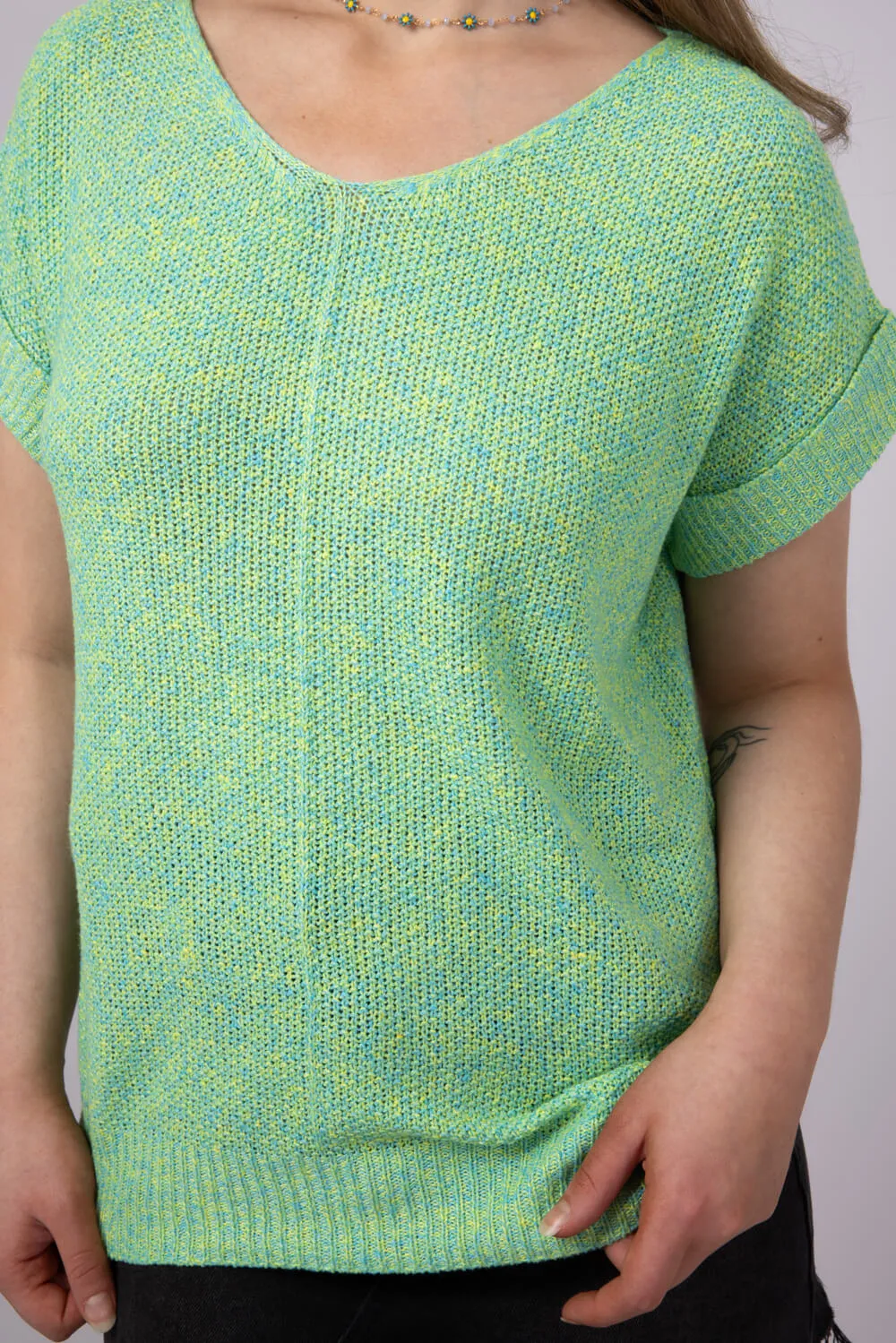 La Miel V-Neck Sweater for Women in Green | MCS3580-MELON