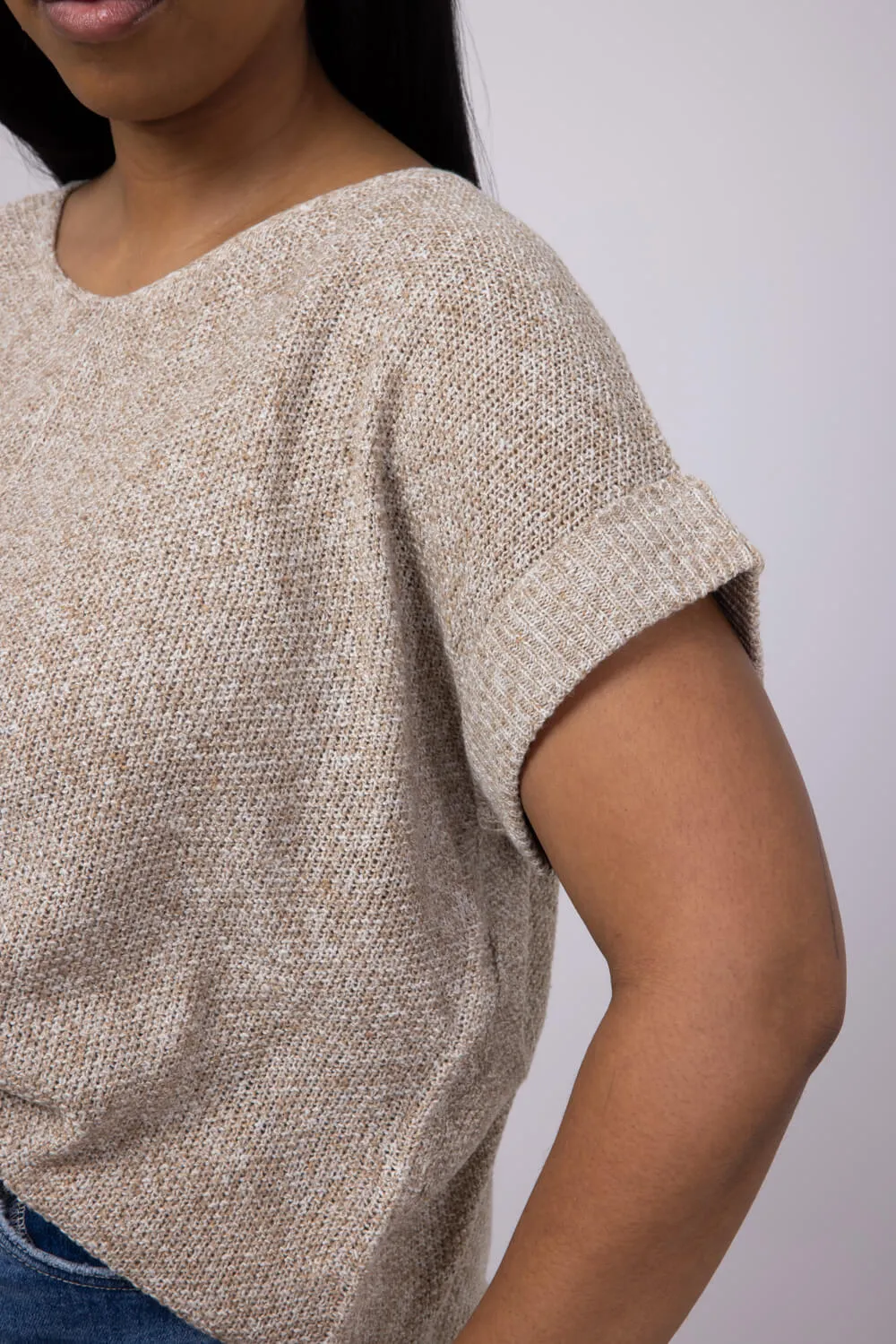 La Miel V-Neck Sweater for Women in Taupe | MCS3580-TAUPE