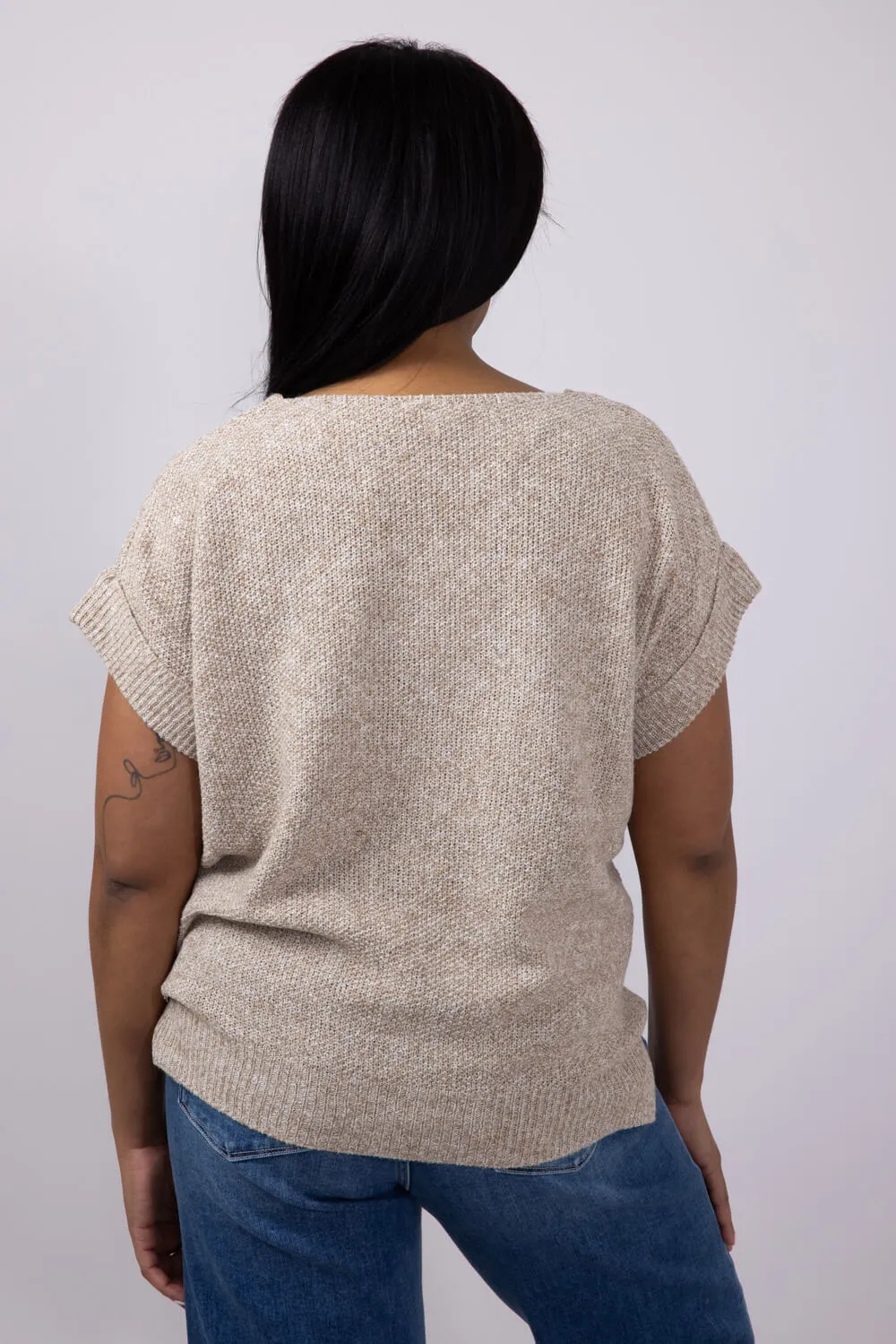 La Miel V-Neck Sweater for Women in Taupe | MCS3580-TAUPE