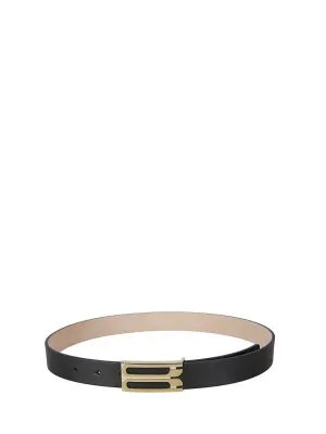 Leather Belt With Distinctive Gold Logo Buckle