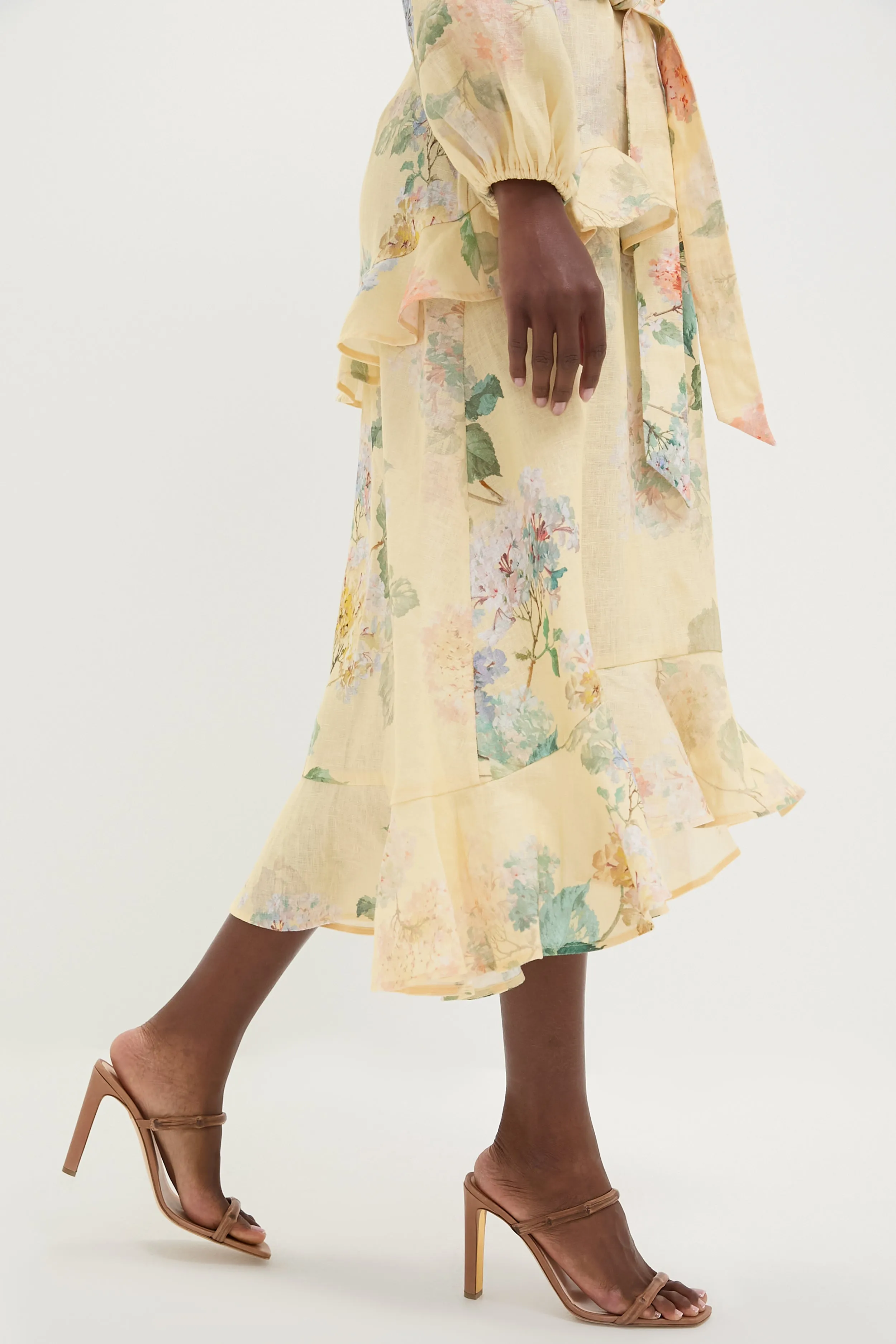 Lemon Hydrangea Illuminate Peplum Midi Dress