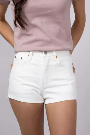 Levi’s 501 Original Blank Spot Denim Shorts for Women in White | 56327-0473