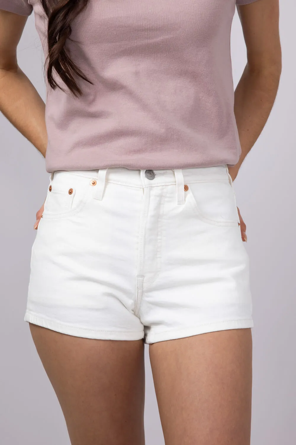 Levi’s 501 Original Blank Spot Denim Shorts for Women in White | 56327-0473