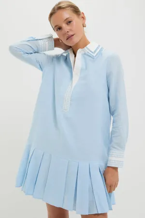 Light Blue Embroidered Collared Tate Dress