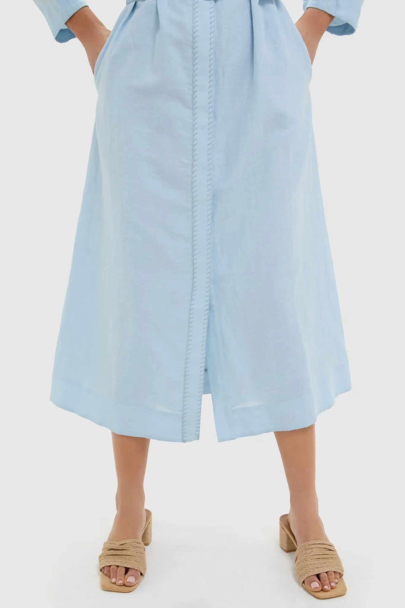 Light Blue Whipstitch Landon Dress